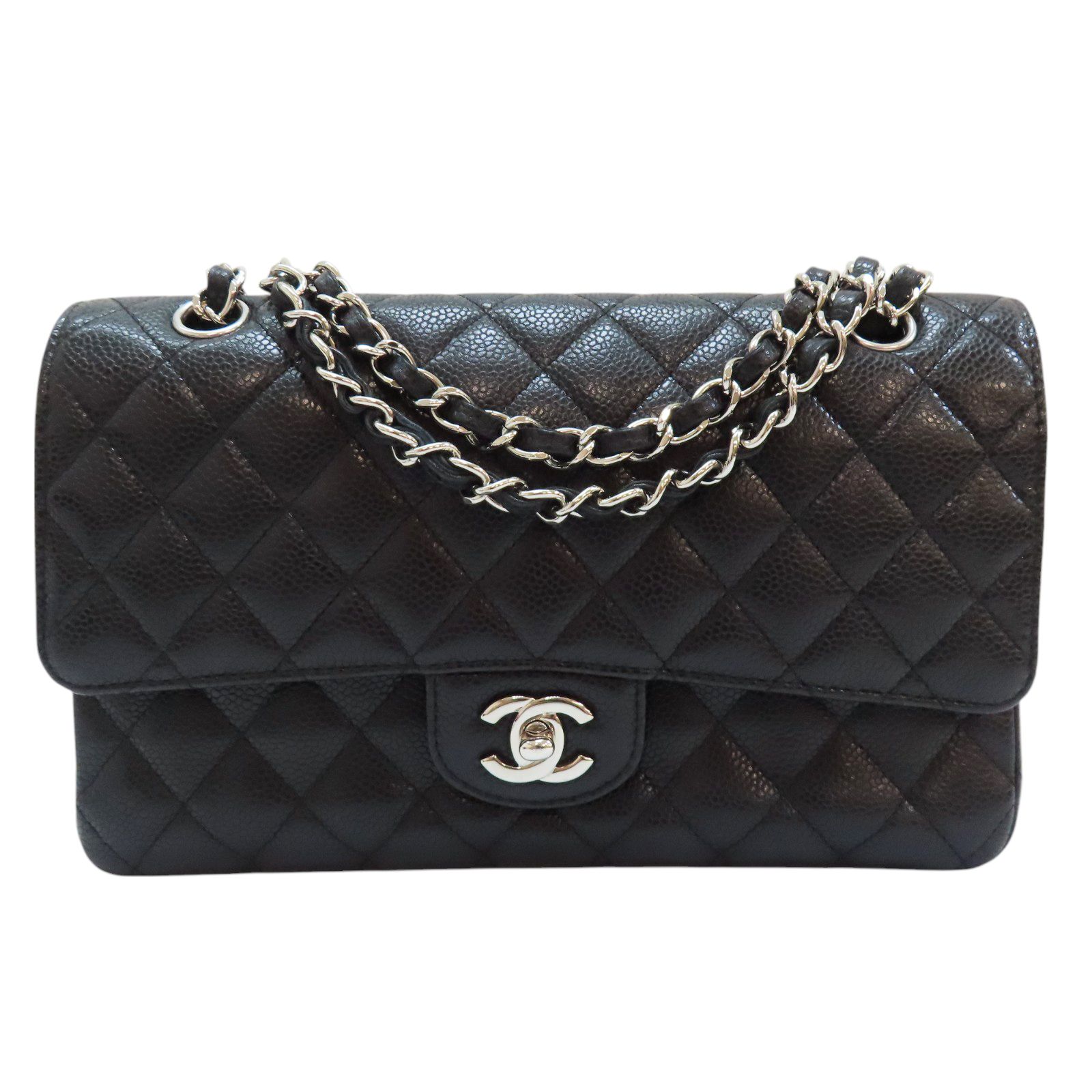 Chanel Matelasse Coco 25 Chain Shoulder Bag Calfskin Black Silver (no Card)