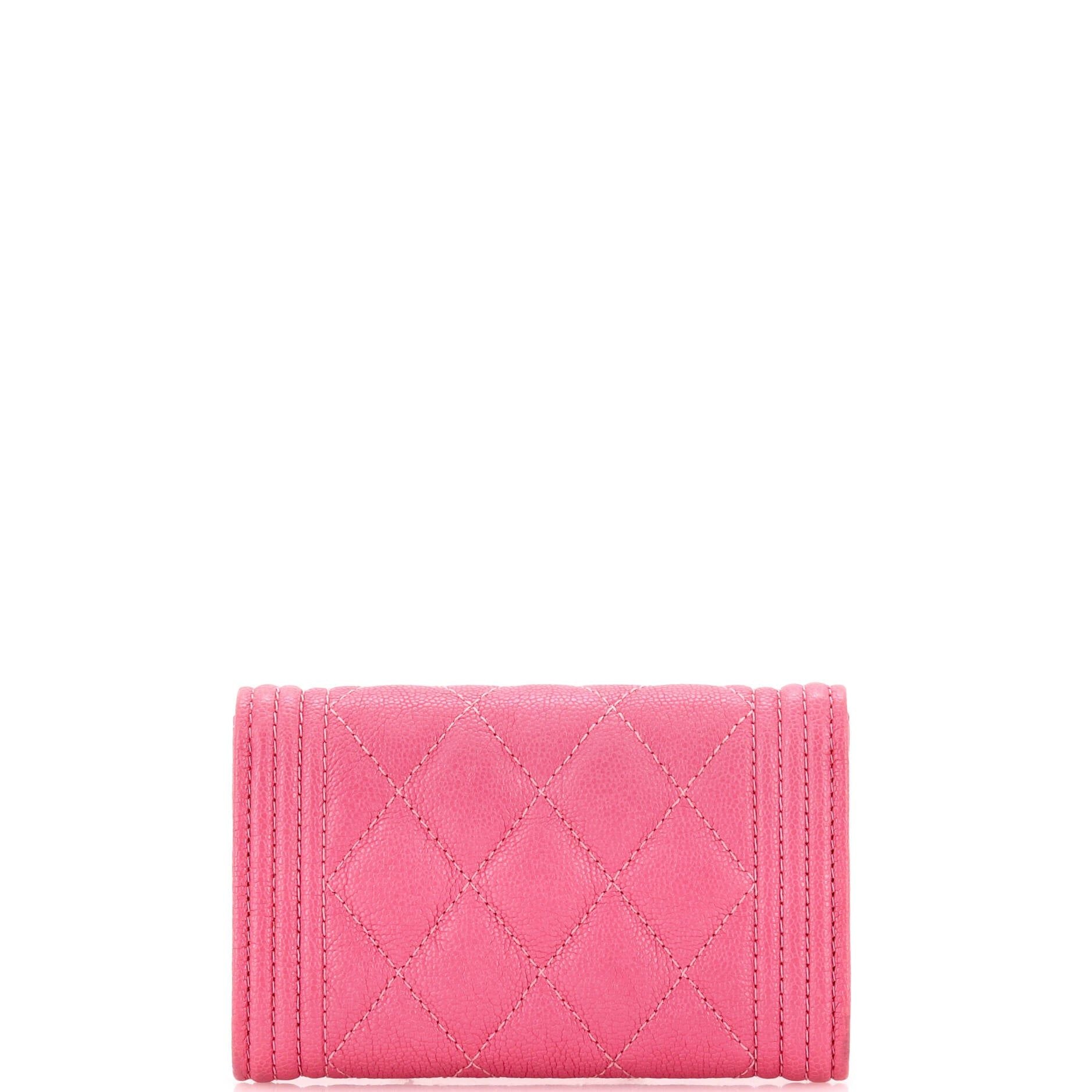 Chanel Boy Flap Card Case Quilted Caviar