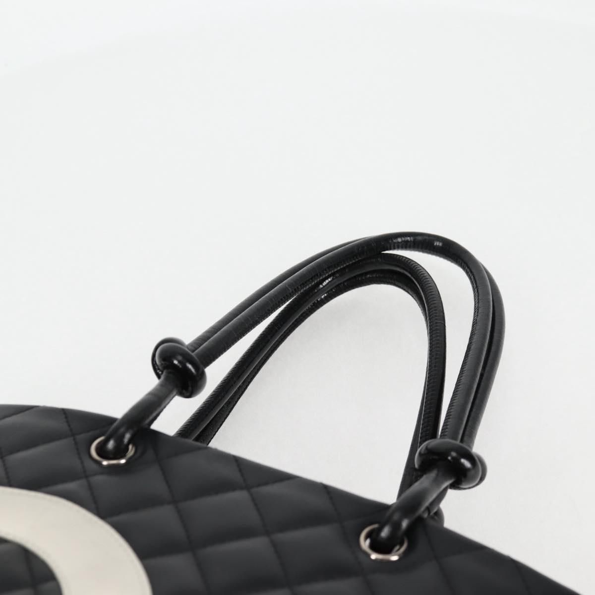 Chanel Matelasse Cambon Line Coco Mark Tote Bag Lambskin Black Cc Auth