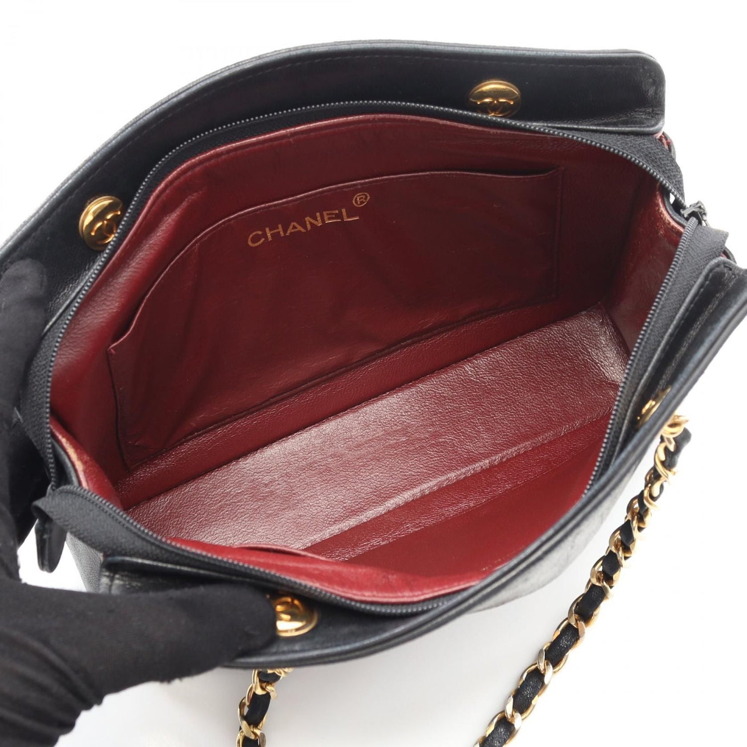 Chanel Black Matelasse Handbag Lambskin (sheep Leather)