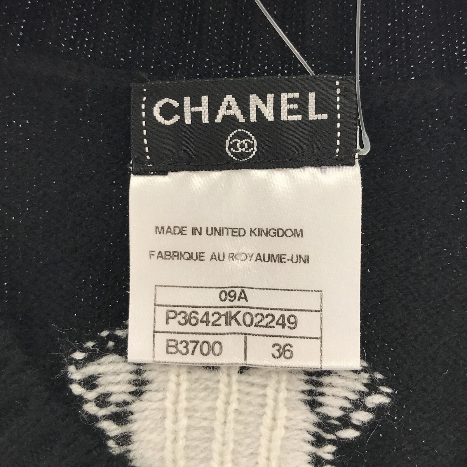 Chanel Short Sleeve Bow Sweater Black Cashmere 36