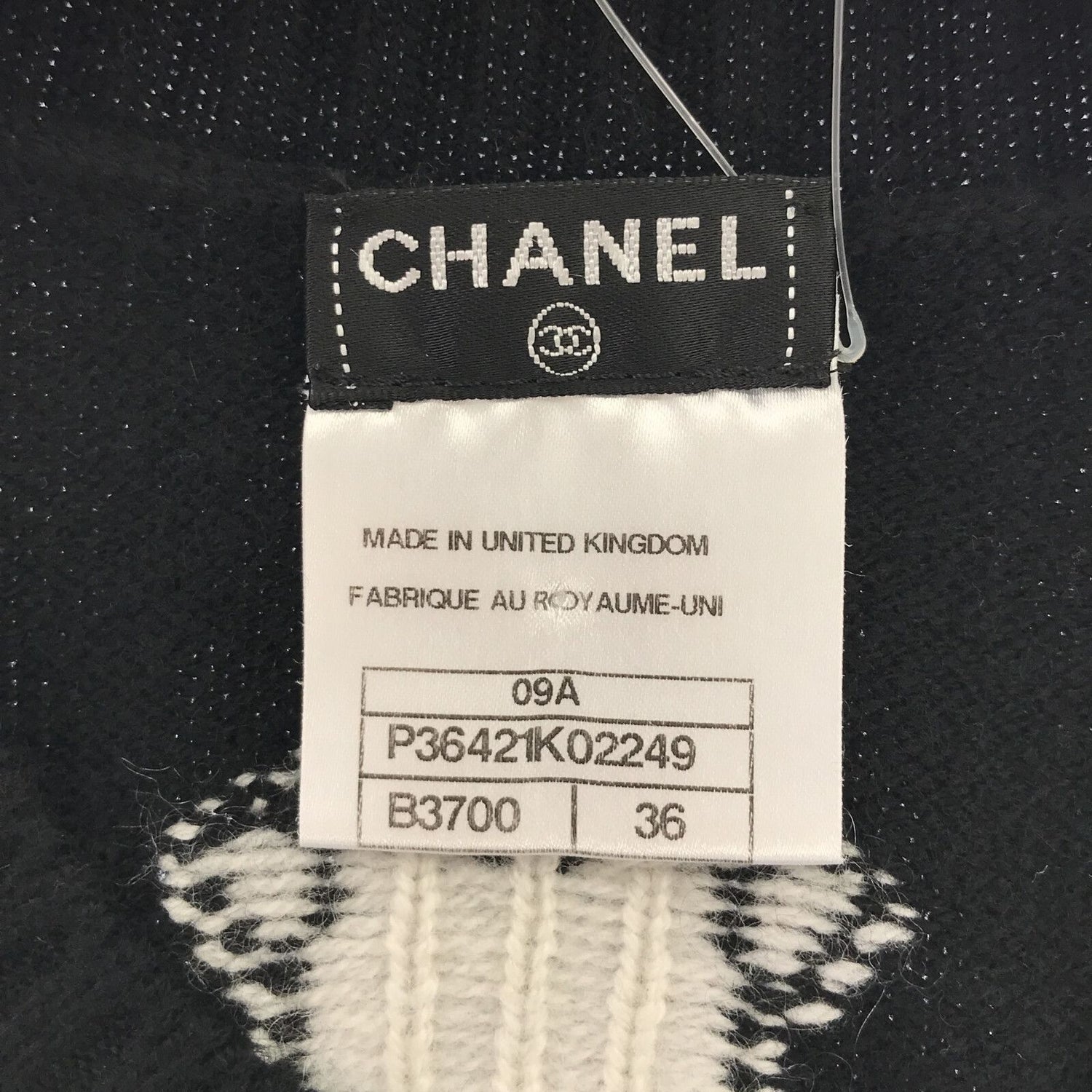 Chanel Short Sleeve Bow Sweater Black Cashmere 36