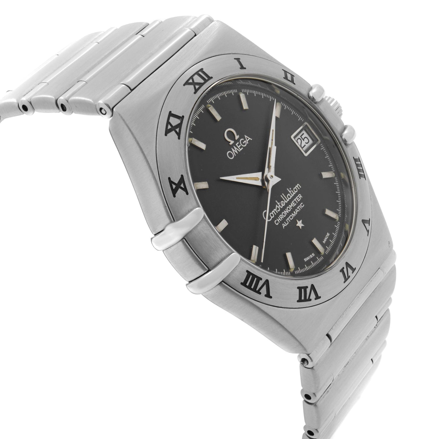 Omega Constellation Steel 35 Mm Date Dark Blue Dial Men Automatic Watch 368.1201