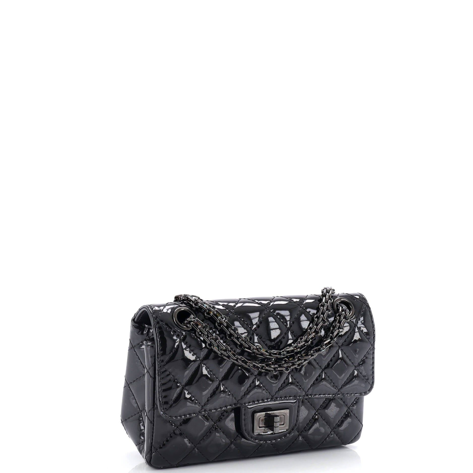 Chanel So Black Reissue 2.55 Flap Bag Quilted Patent Mini