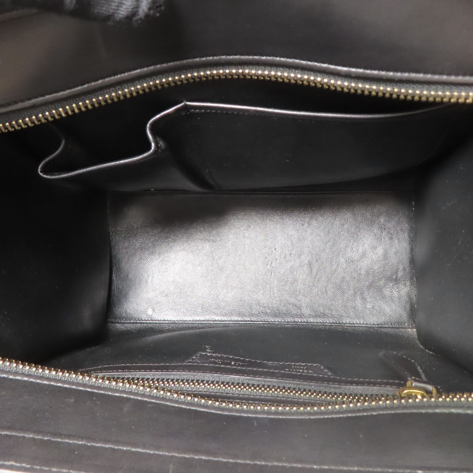Celine Cowhide Leather Micro Luggage Kinsaku Handmade Bag Black Beige Black/brown/beige Calfskin (cowhide)