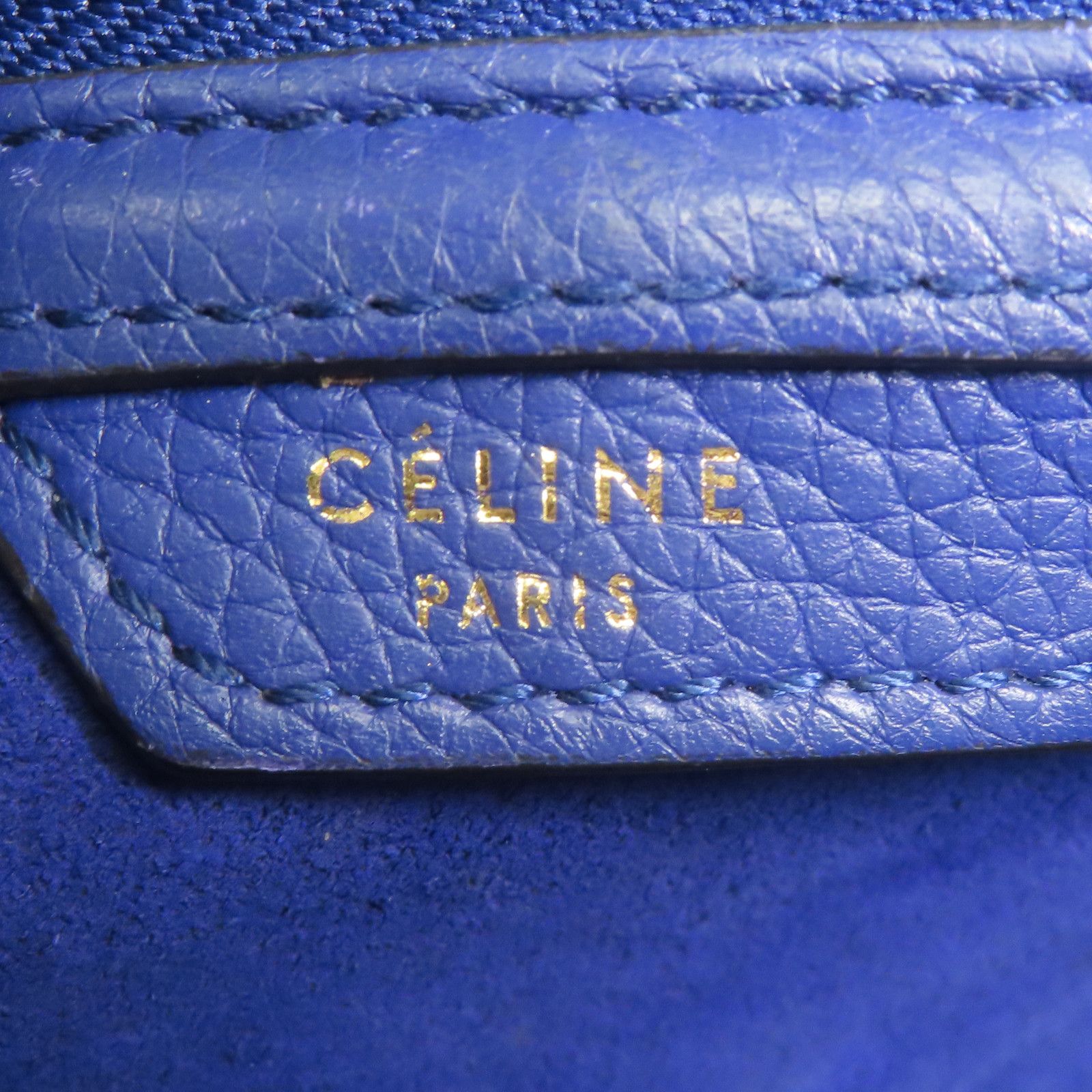 Celine Cowhide Leather Micro Luggage Golden Shoulder Back Bag Blue Calfskin (cowhide)
