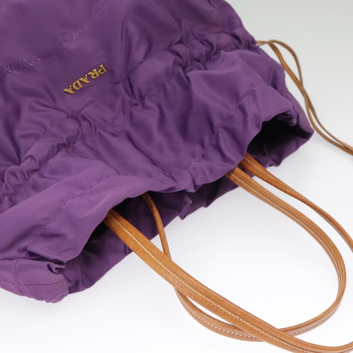 Prada Tote Bag Nylon Purple Gold Auth