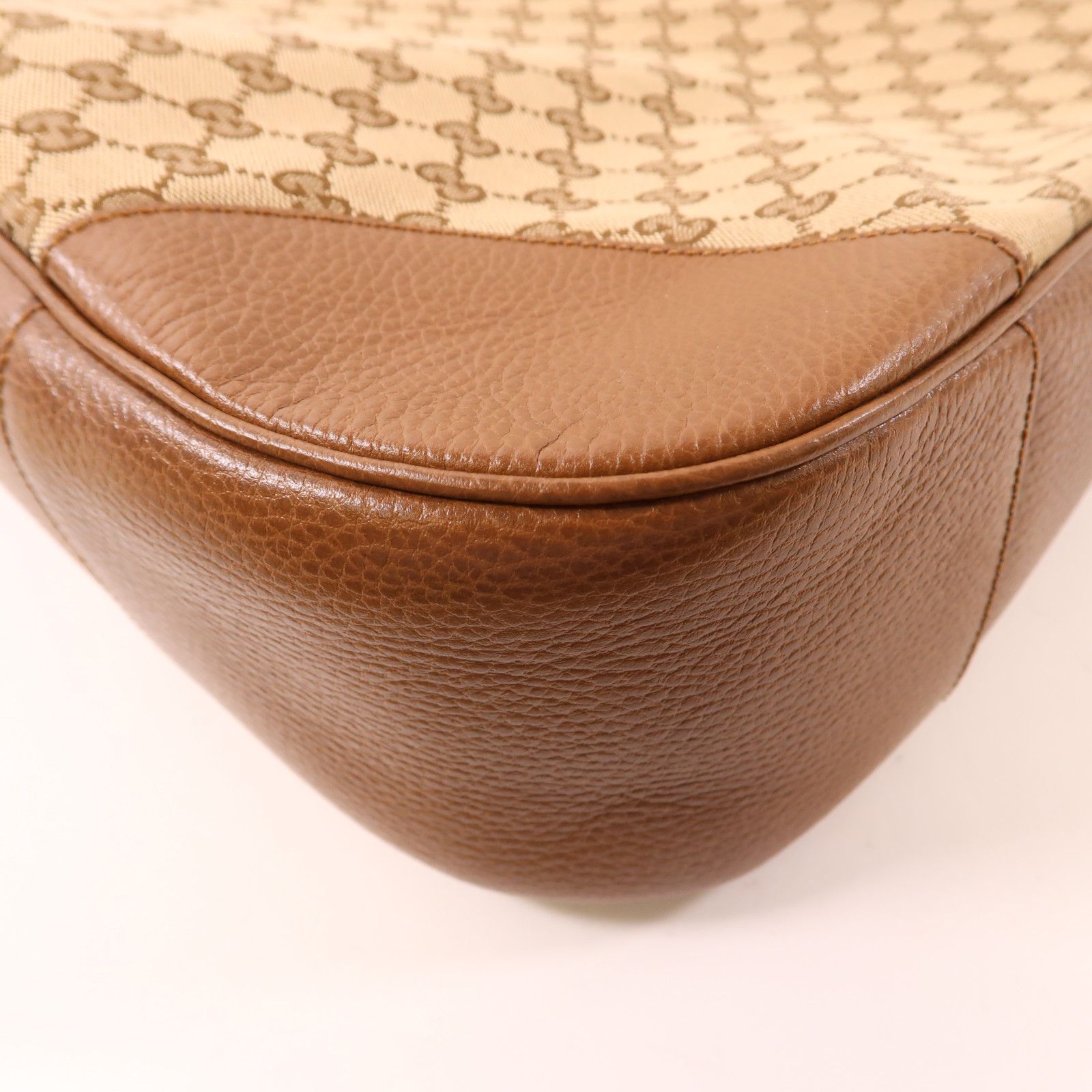 Gucci Canvas Bree Micro Hobo Gold Shoulder Bag Brown Gg Canvas 449244