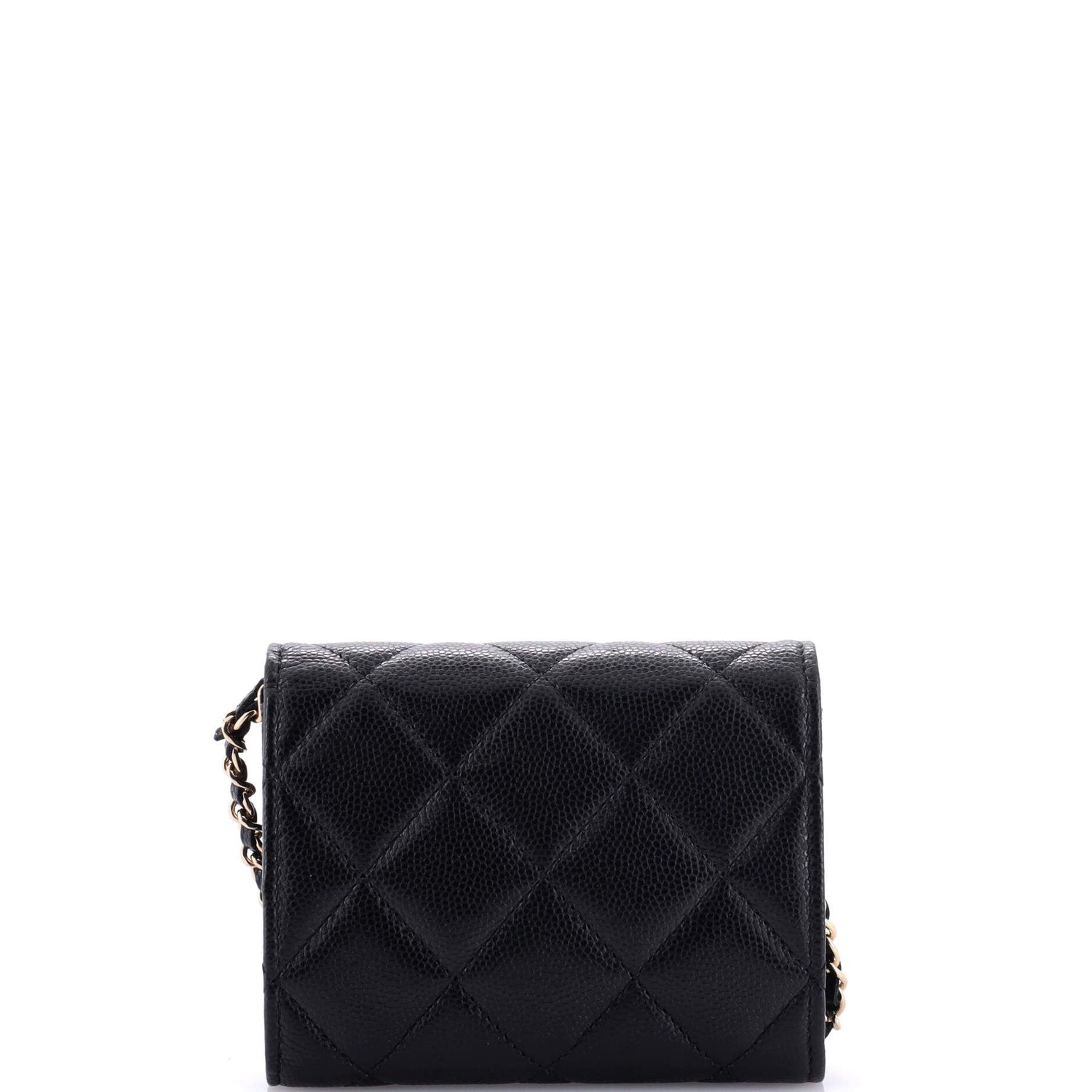 Chanel Coco Candy Card Holder On Chain Quilted Caviar