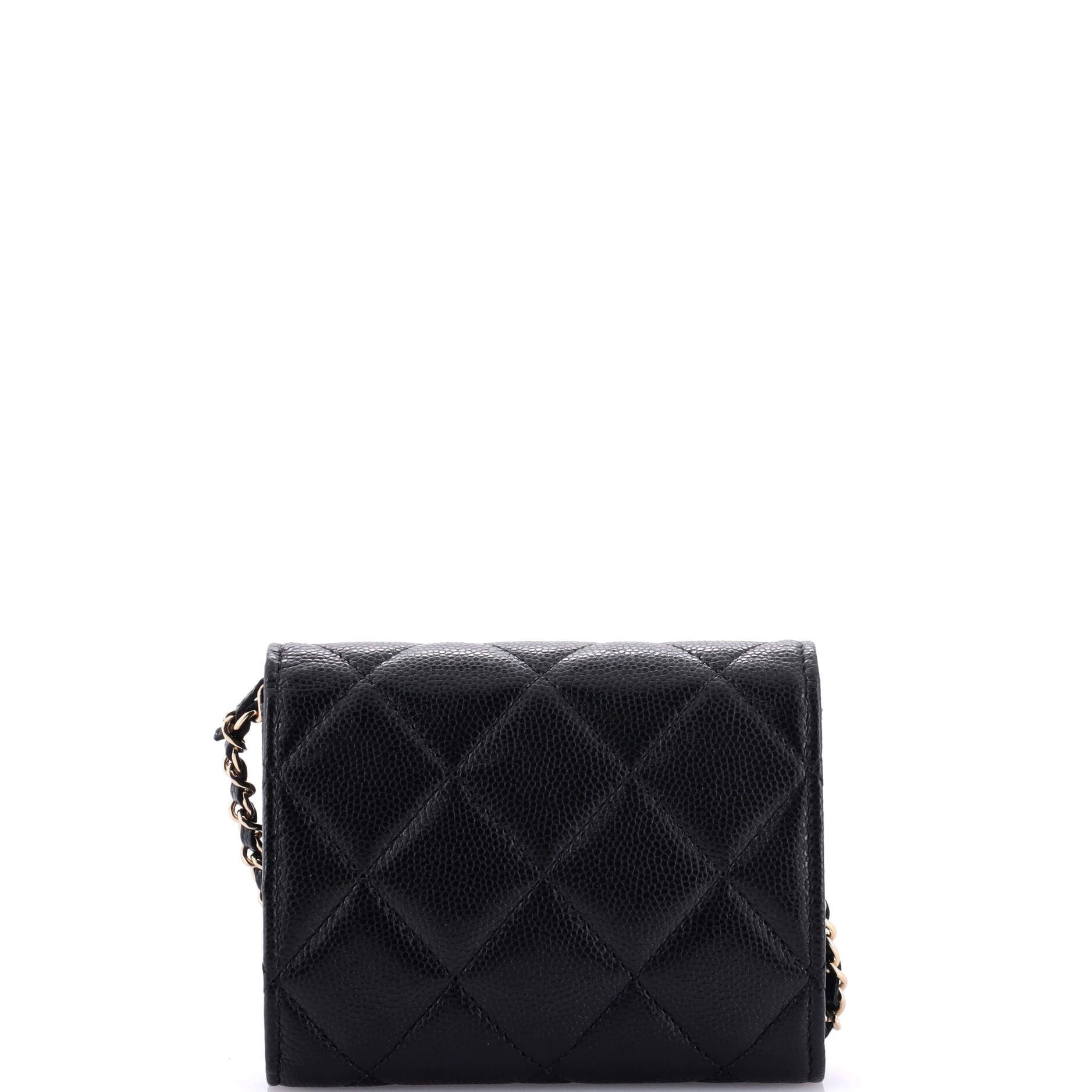 Chanel Coco Candy Card Holder On Chain Quilted Caviar