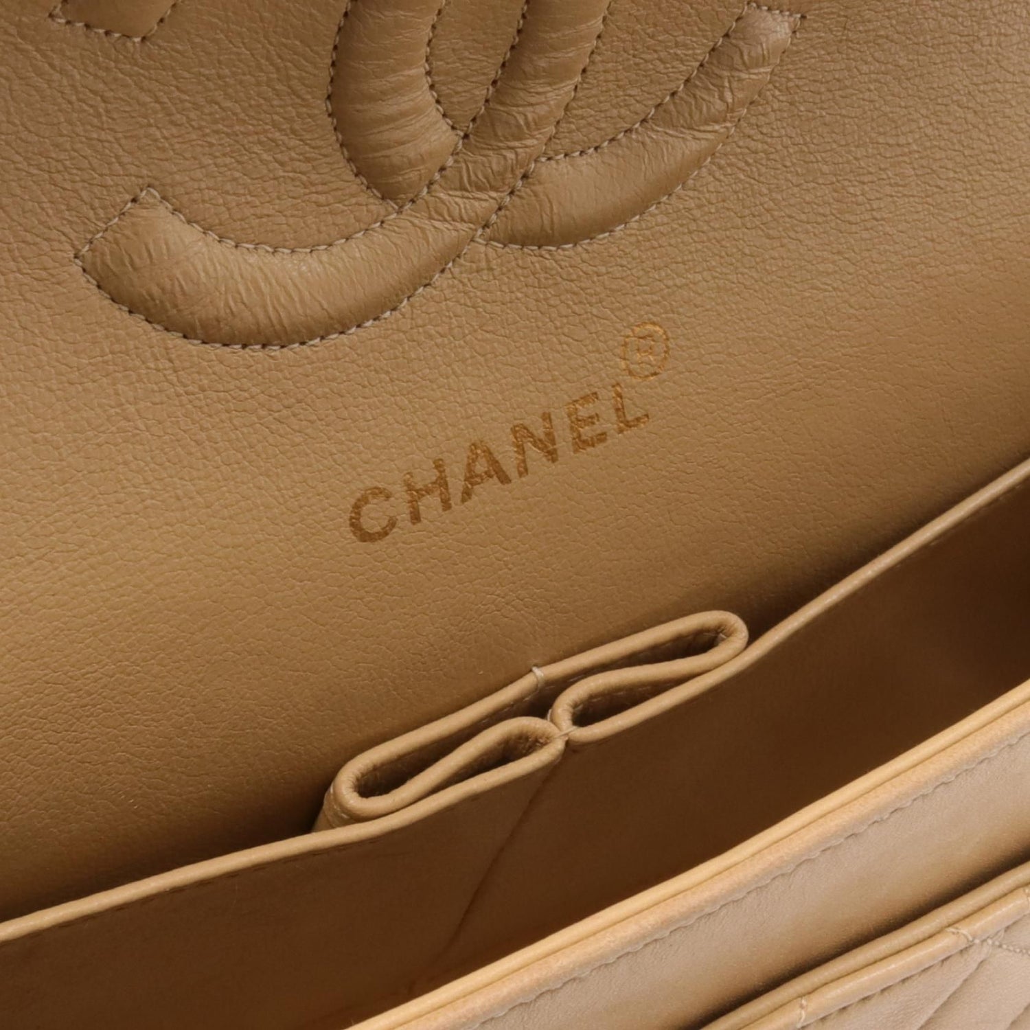 Chanel Beige Matelasse W Flap Shoulder Bag Leather A 01112