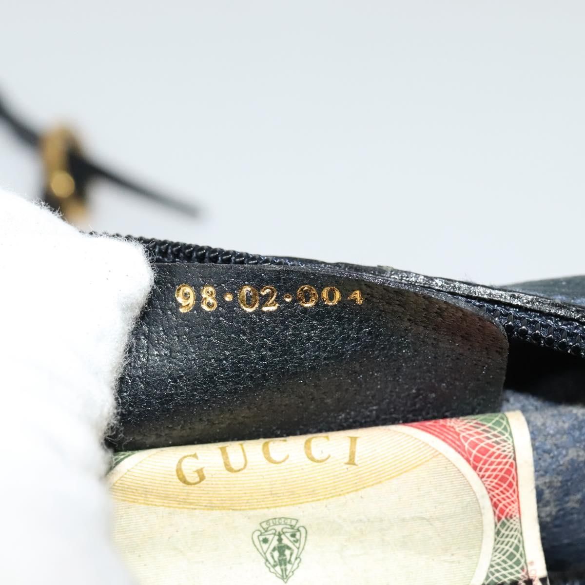 Gucci Gg Supreme Sherry Line Shoulder Bag Pvc Navy Gold 98 02 004 Auth