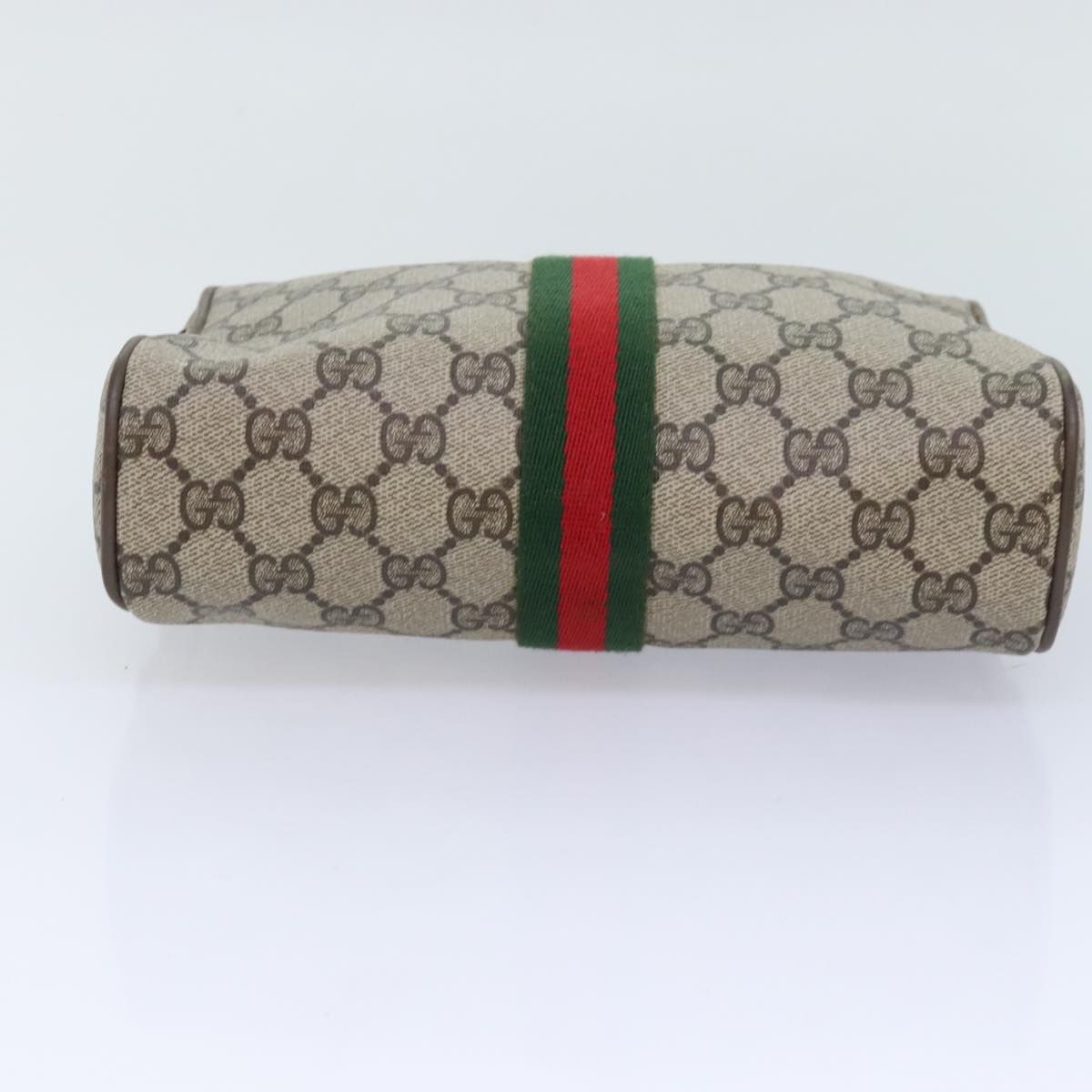 Gucci Gg Supreme Web Sherry Line Clutch Bag Pvc Beige Red 89 01 012 Auth