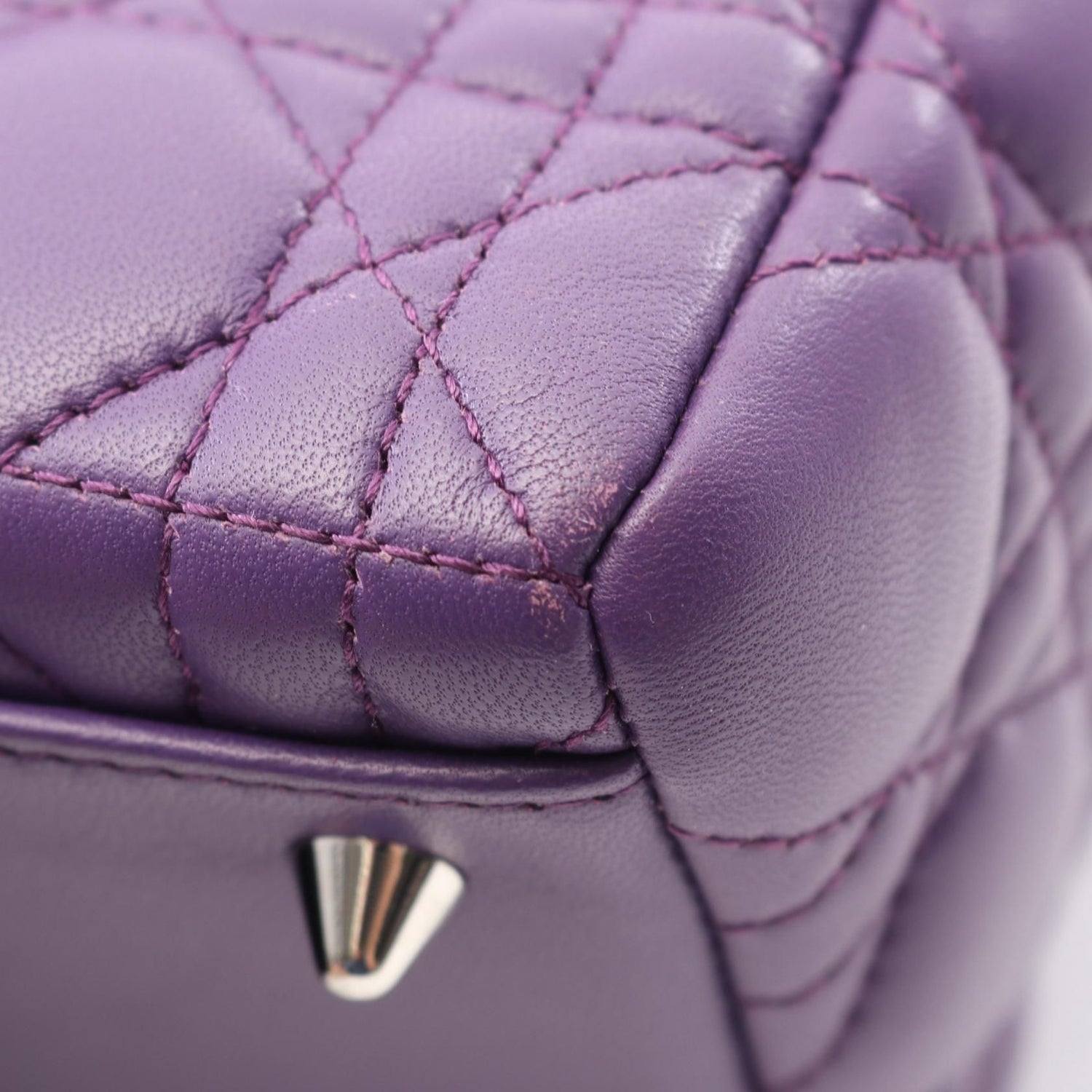 Dior Lady Dior Christian Dior Handbag Purple Leather Cal 44551