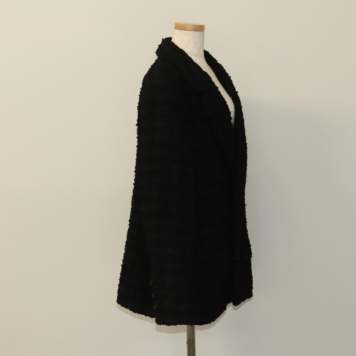Chanel Jacket 48 Tweed Black Cc Auth