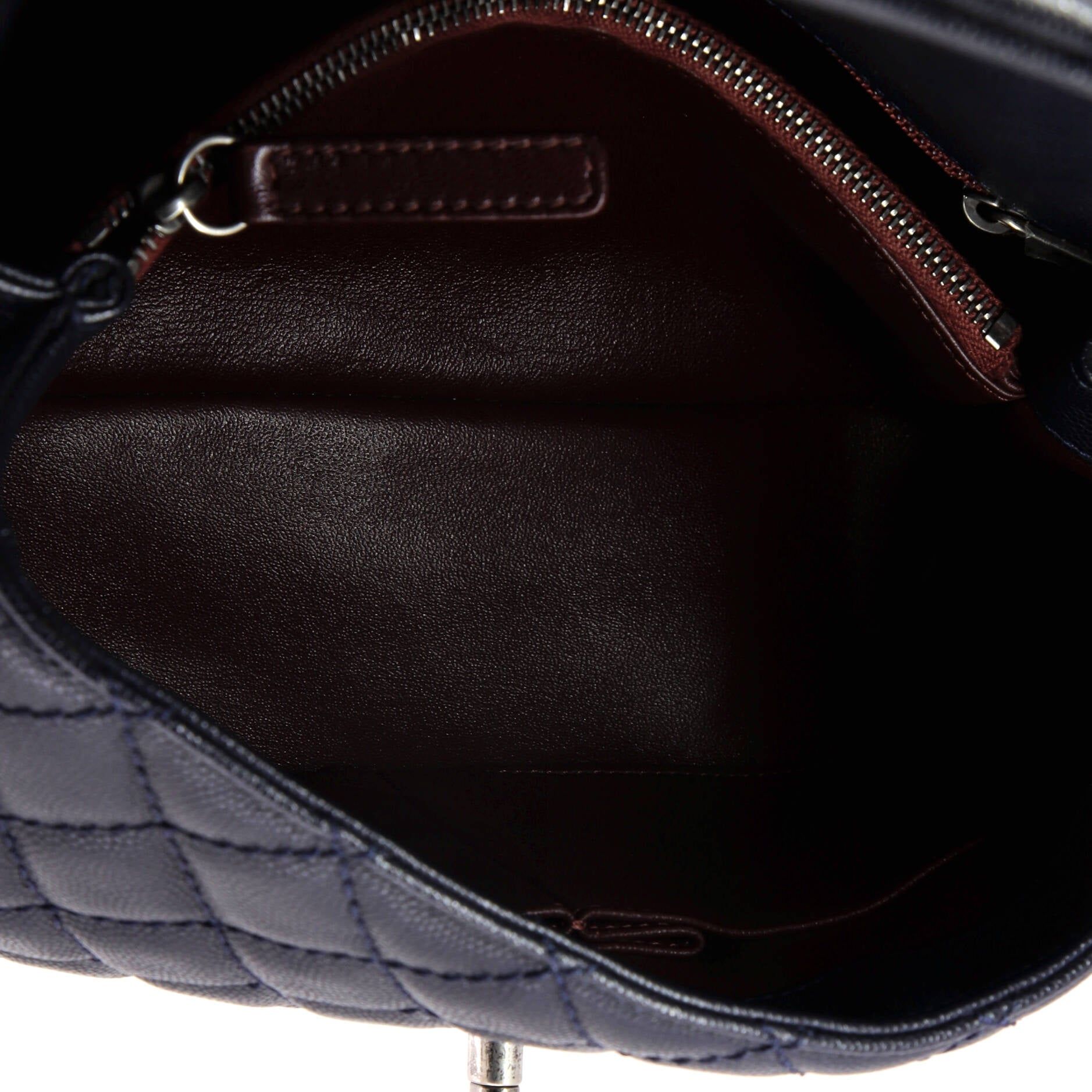 Chanel Coco Top Handle Bag Quilted Caviar With Lizard Small