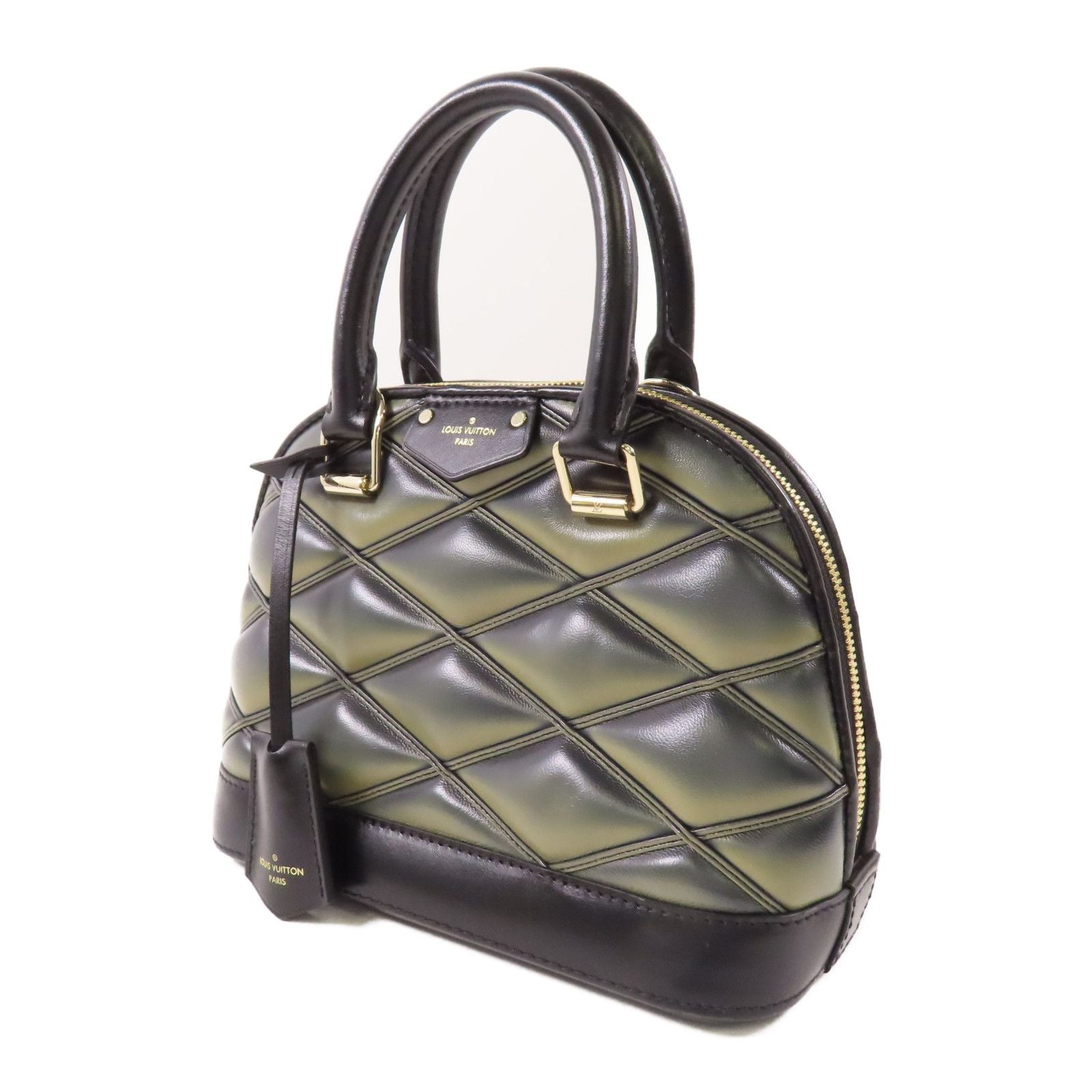 Louis Vuitton Cowhide Leather Alma Bb Handmade Bag Gray Black Handbag M 23576