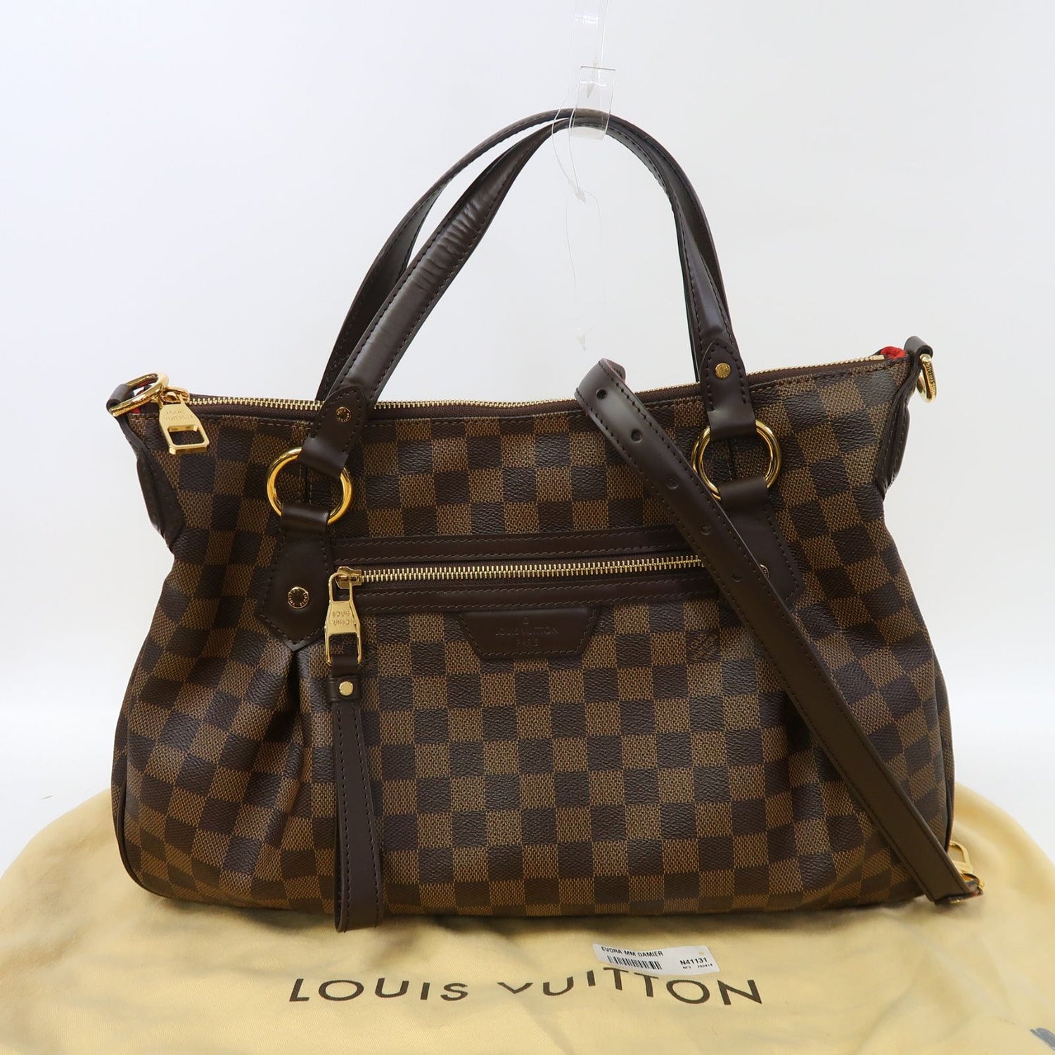 Louis Vuitton Damier Evora Mm Gold Hand-ground Shoulder Bag For Back Bag Brown 2way Shoulder Bag N 41131