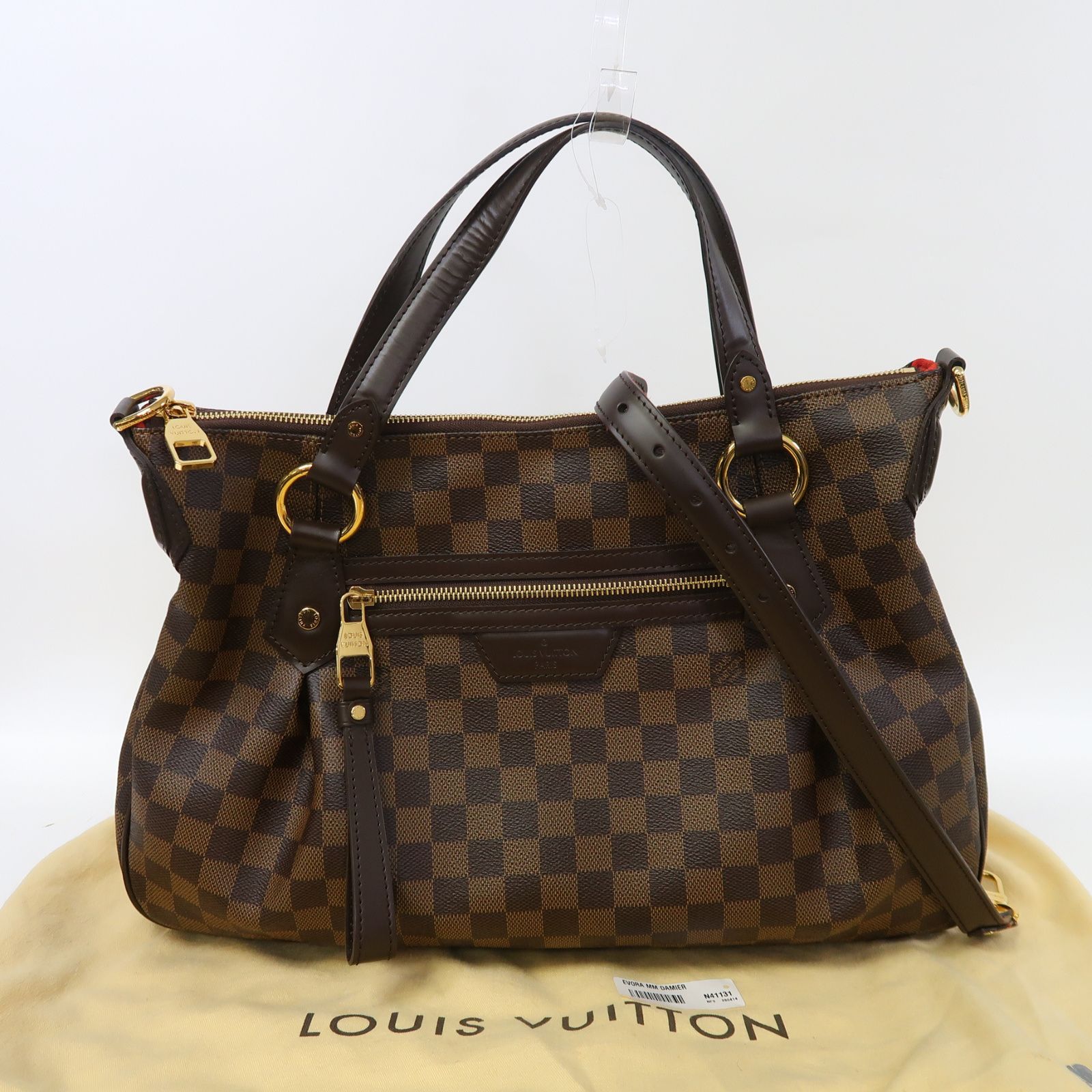 Louis Vuitton Damier Evora Mm Gold Hand-ground Shoulder Bag For Back Bag Brown 2way Shoulder Bag N 41131