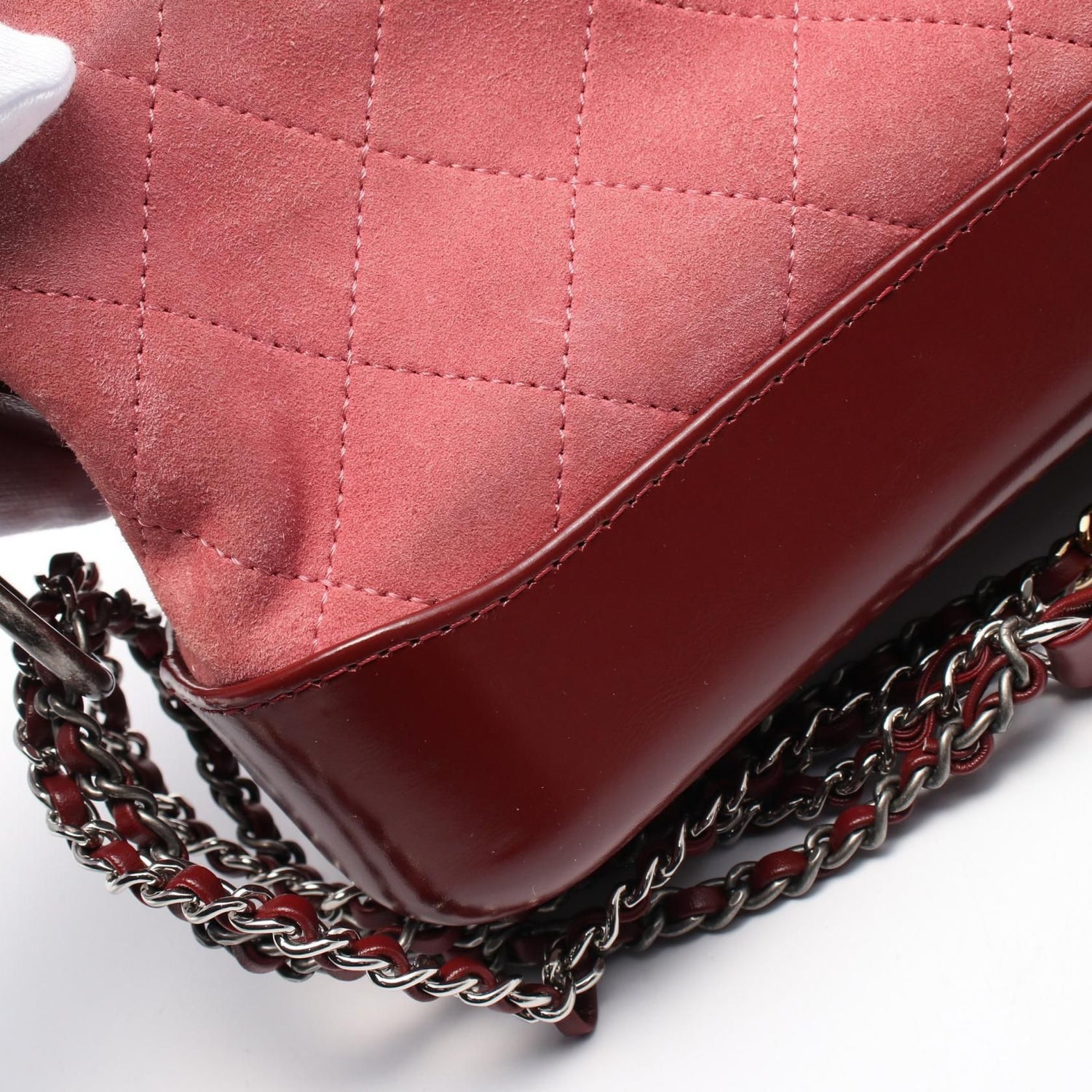 Chanel Gabriel De Small Shoulder Bag A 91810 Suede Pink Bordeaux Cc
