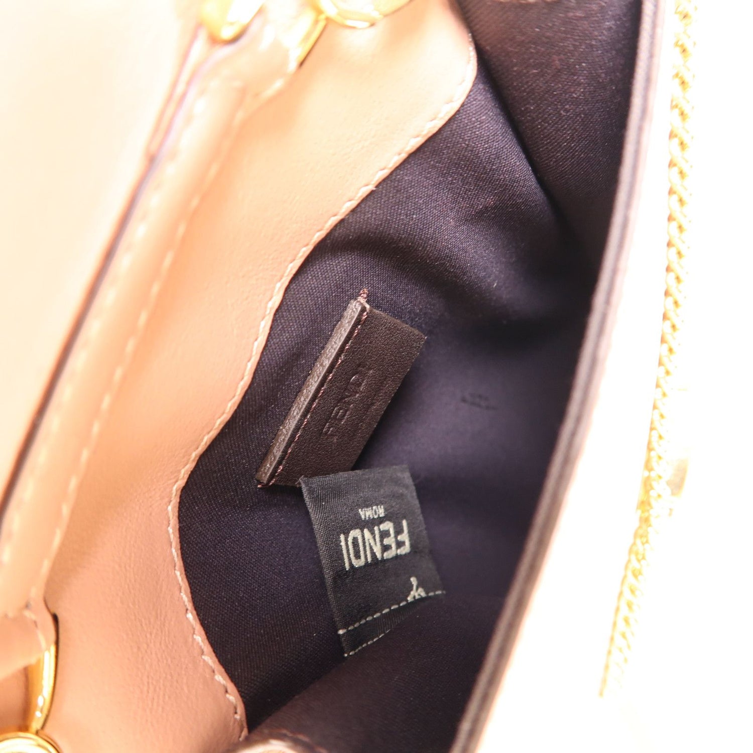 Fendi Cowhide Leather Phone Bag Golden Crosshair Shoulder Back Bag Pink Calfskin (cowhide) 8m 0436