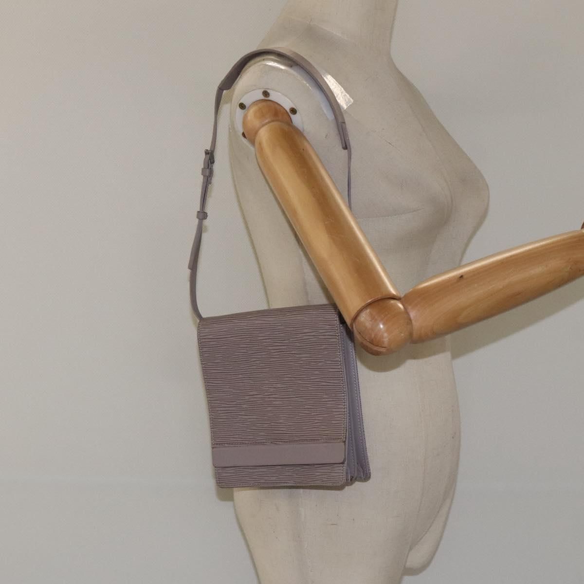 Louis Vuitton Epi Biarritz Shoulder Bag Gray Pepper M 5293c Lv Auth