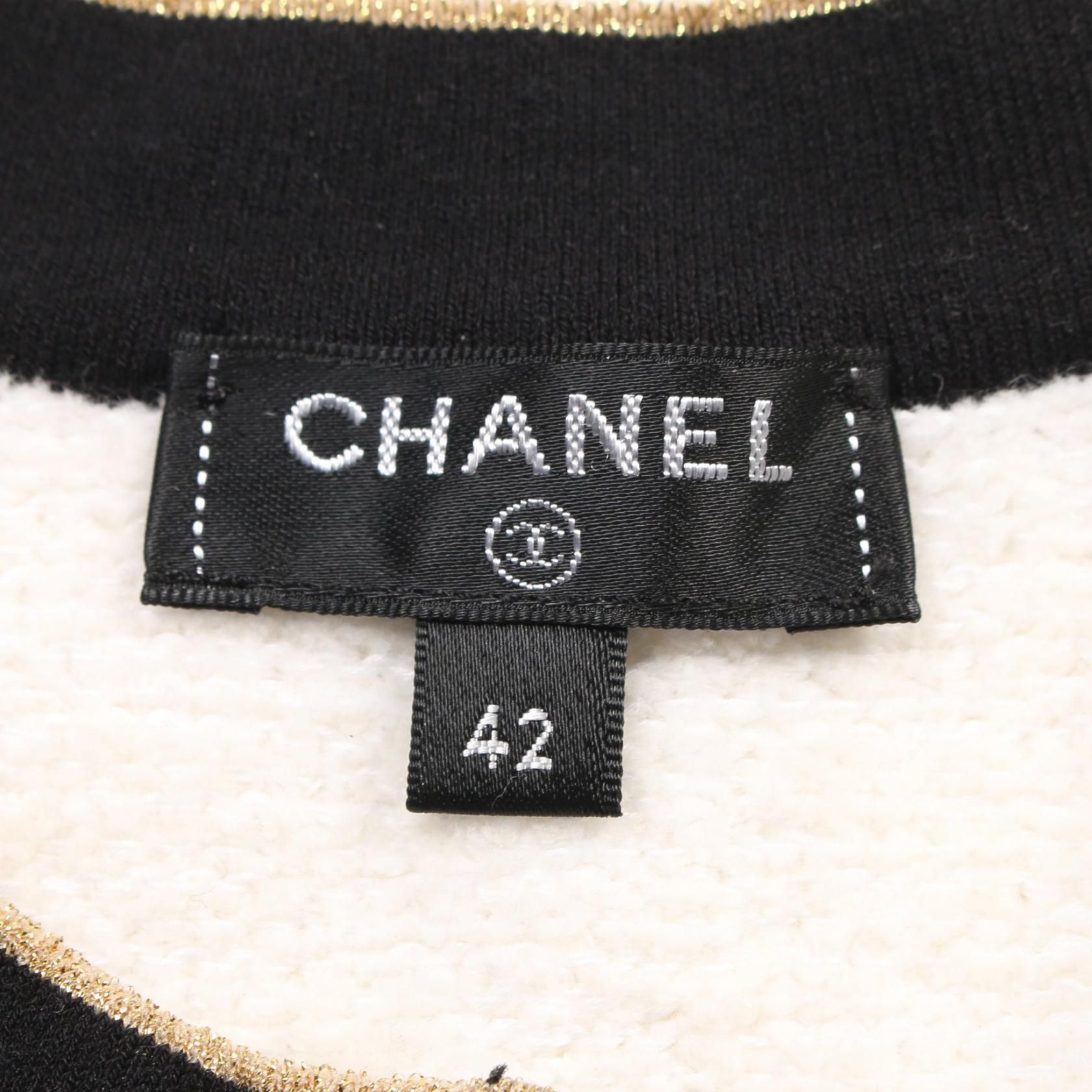 Chanel White Black Coco Mark Button Pile Dress Cotton P 60463k 46062