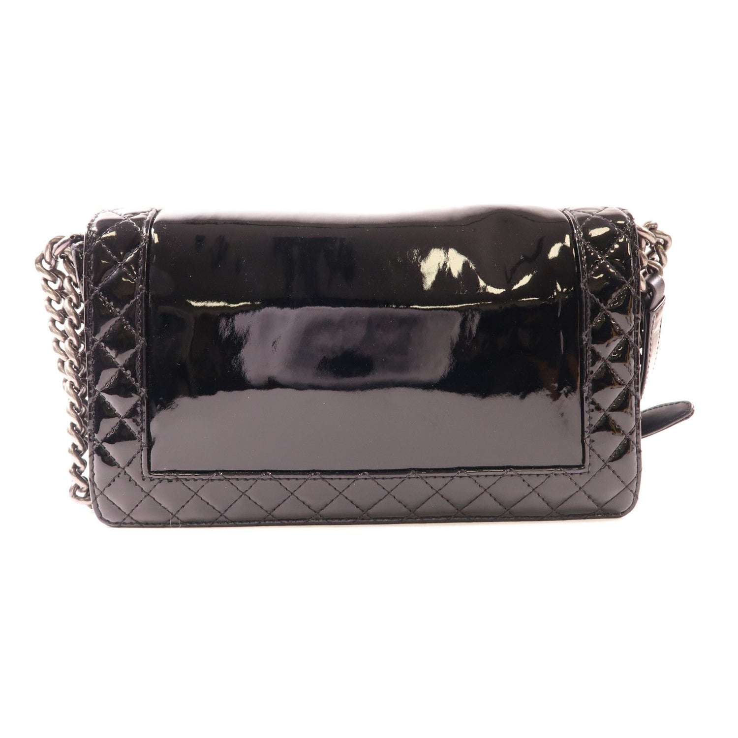 Chanel Black Lacquered Boy 11 Crossbody Bag Patent Leather