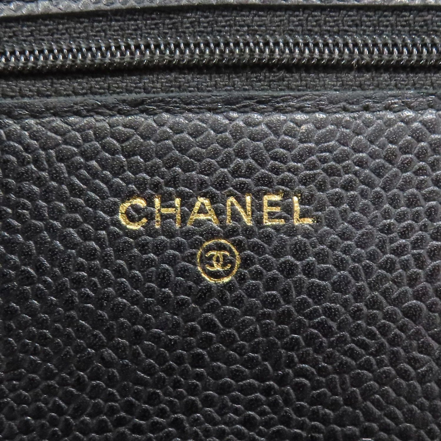 Chanel Woc Wallet On Chain Shoulder Bag Black Quilted Grained Calfskin