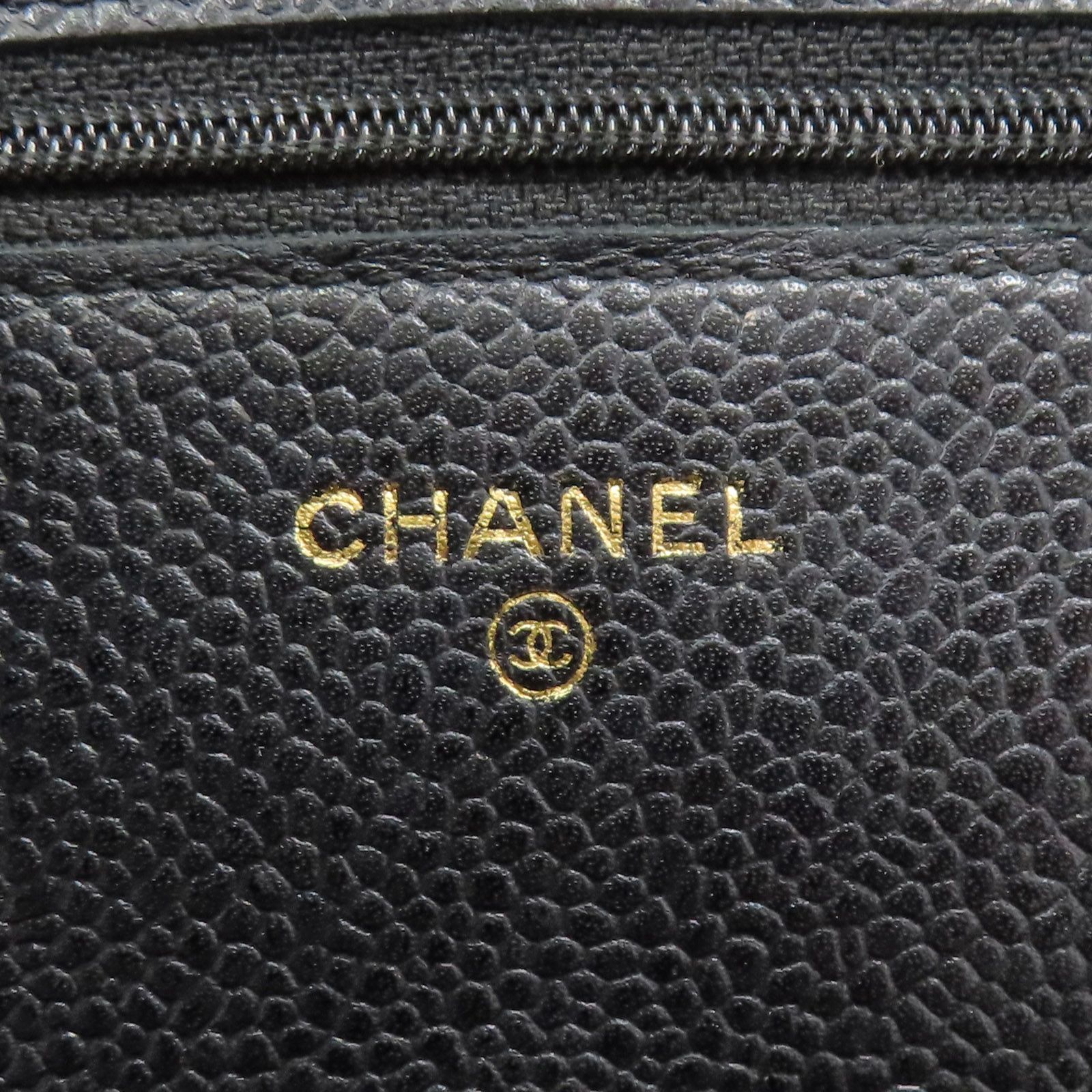 Chanel Woc Wallet On Chain Shoulder Bag Black Quilted Grained Calfskin
