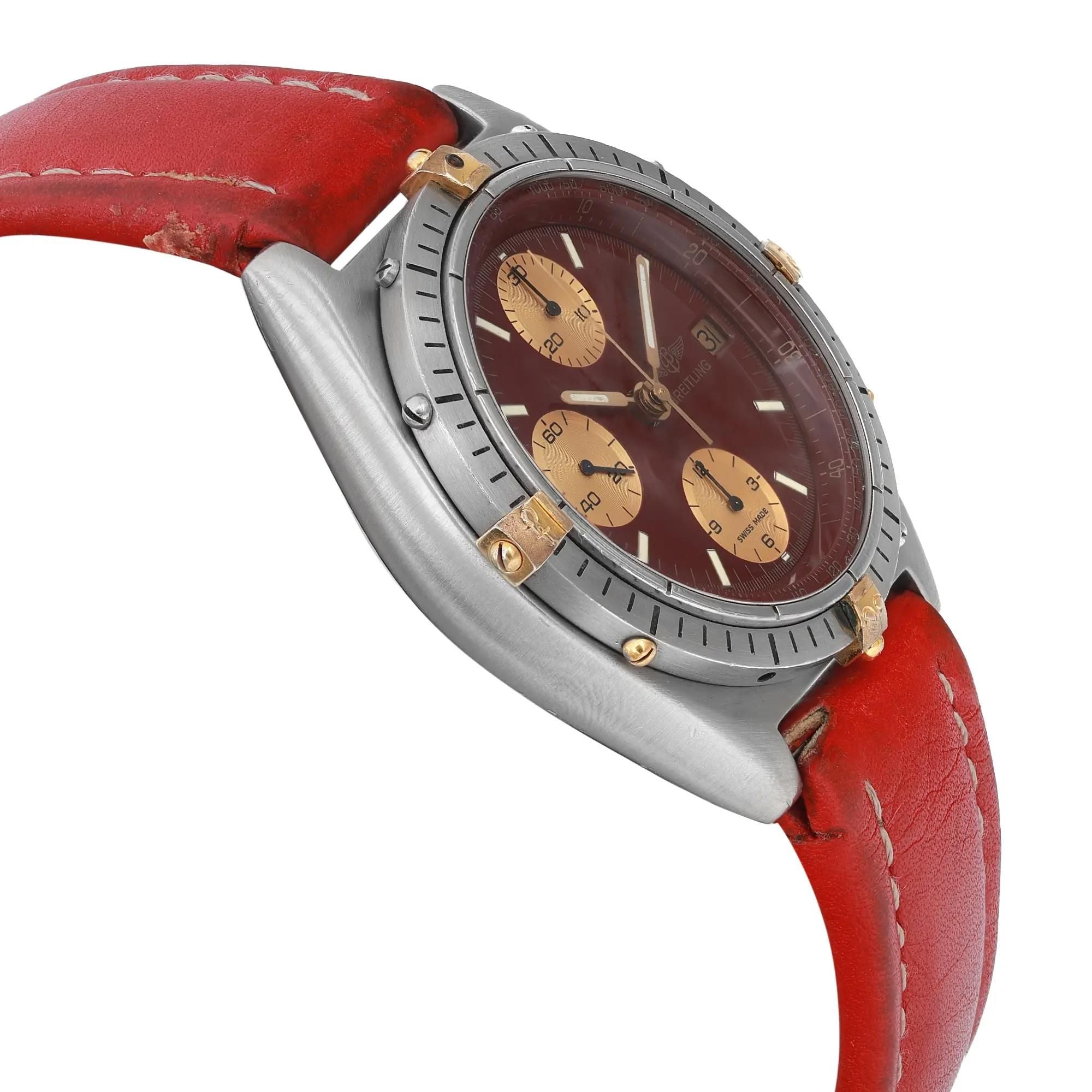 Breitling Chronomat 41 Steel Burgundy Dial Automatic Men Watch 81950