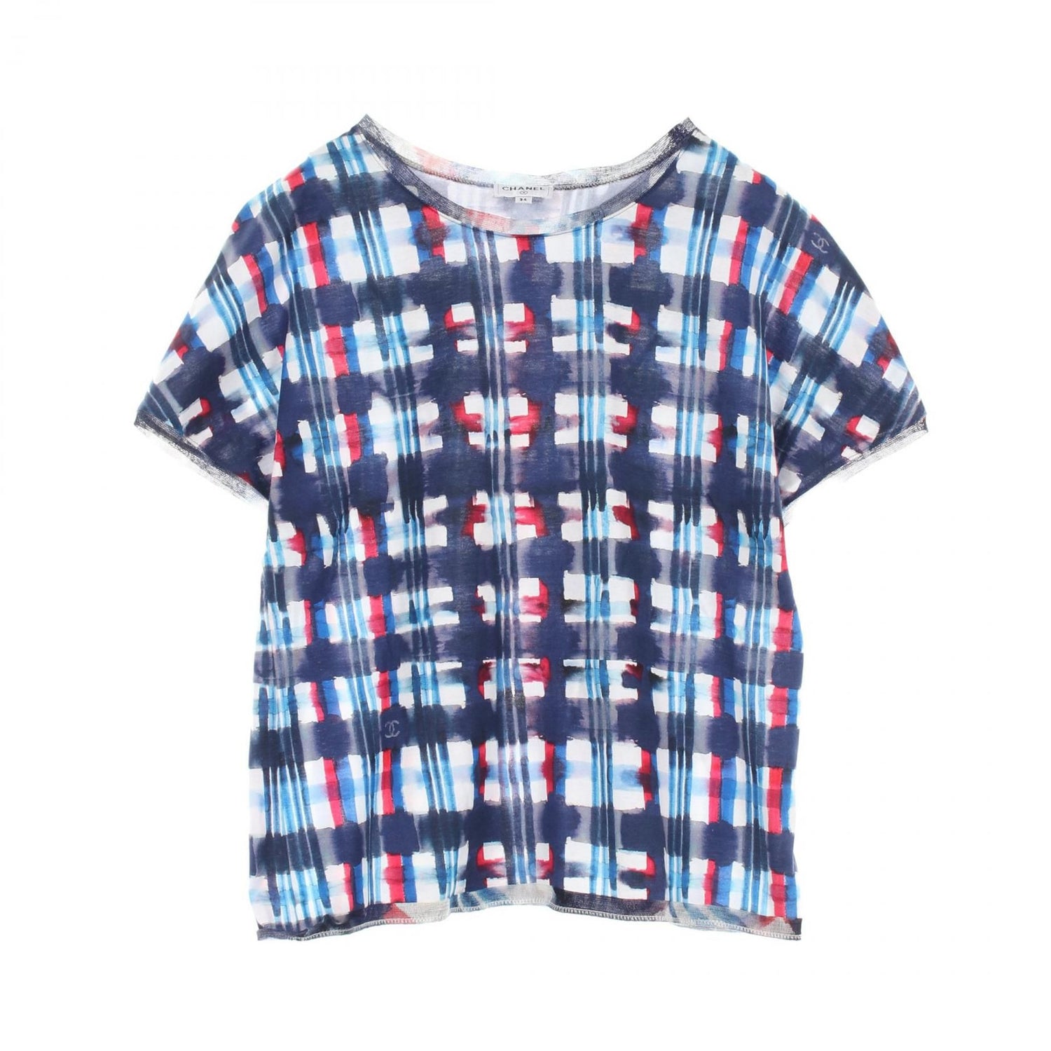 Chanel Navy White Red Coco Mark T-shirt Cotton P 53878v 40338