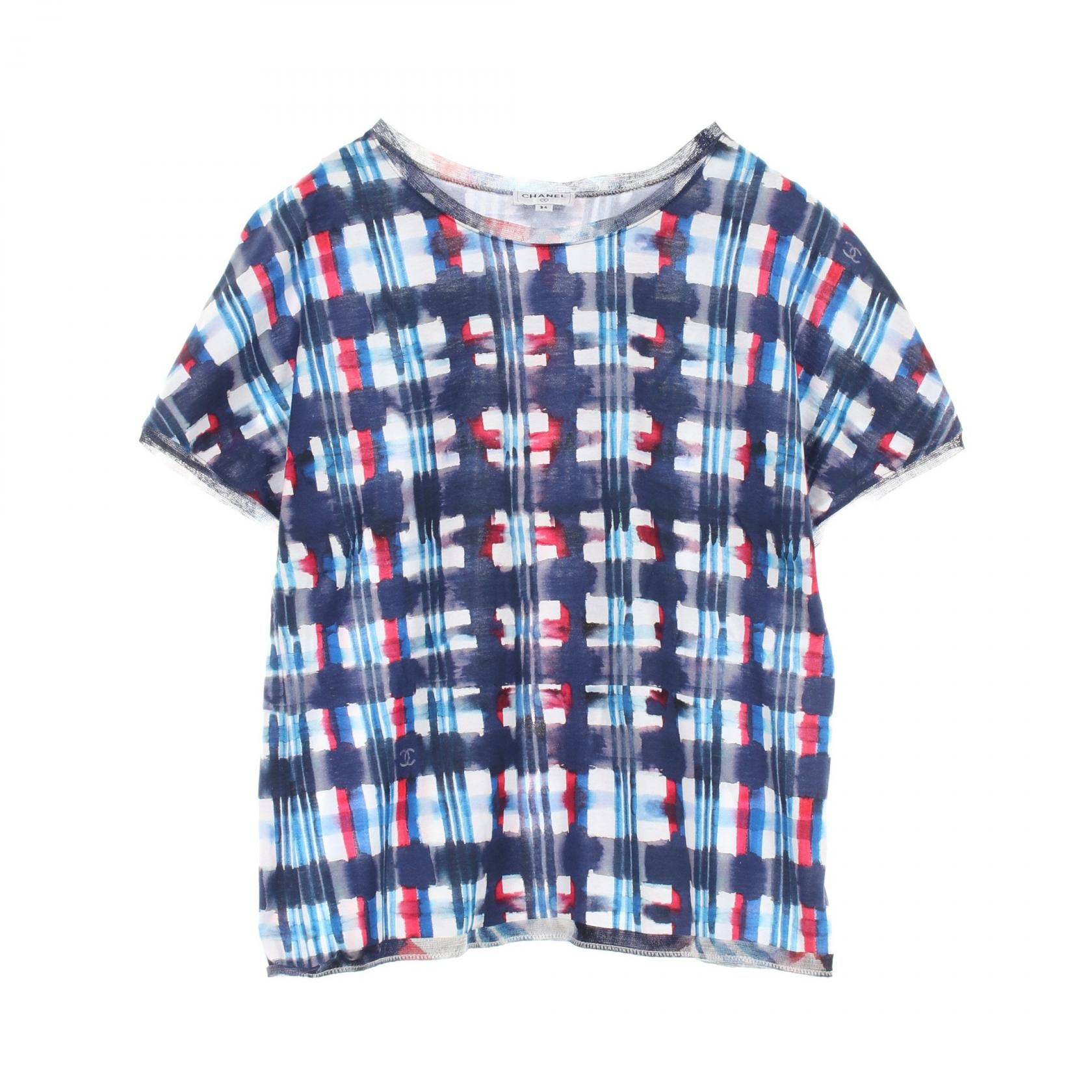 Chanel Navy White Red Coco Mark T-shirt Cotton P 53878v 40338