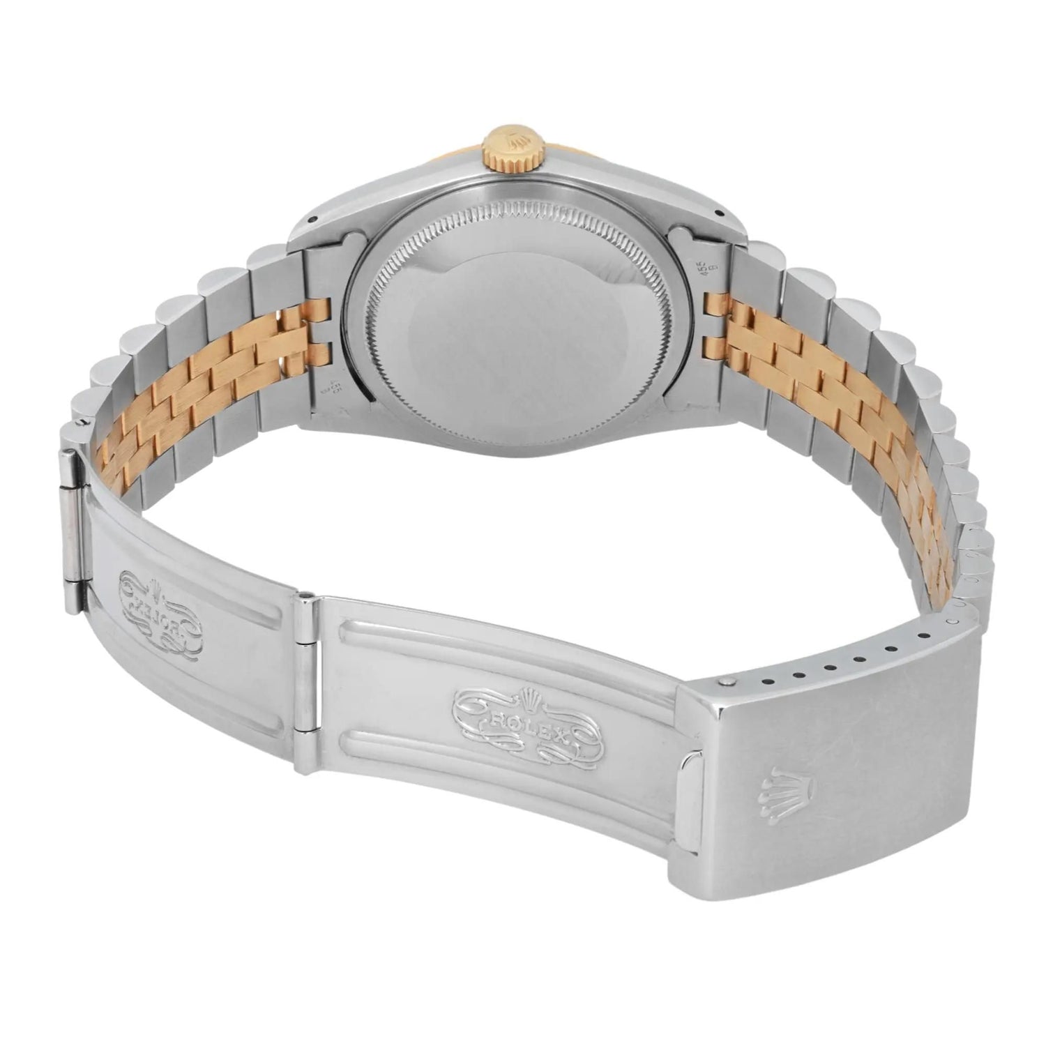 Rolex Datejust 36mm 18K Gold Steel Champagne Diamond Dial Mens Watch 16233
