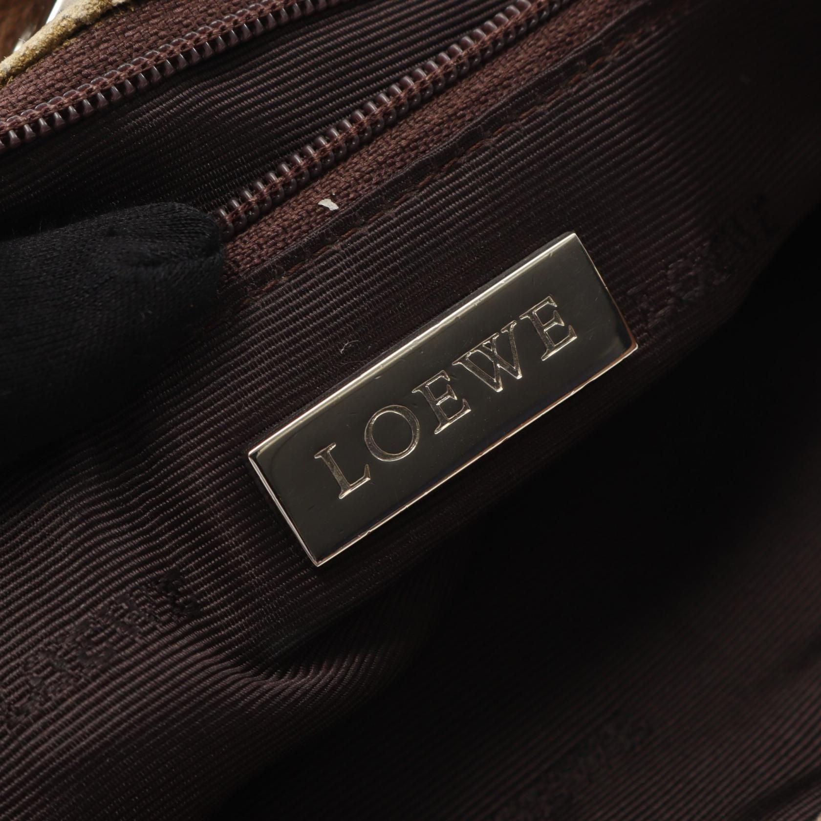 Loewe Anagram Shoulder Bag White Brown Canvas