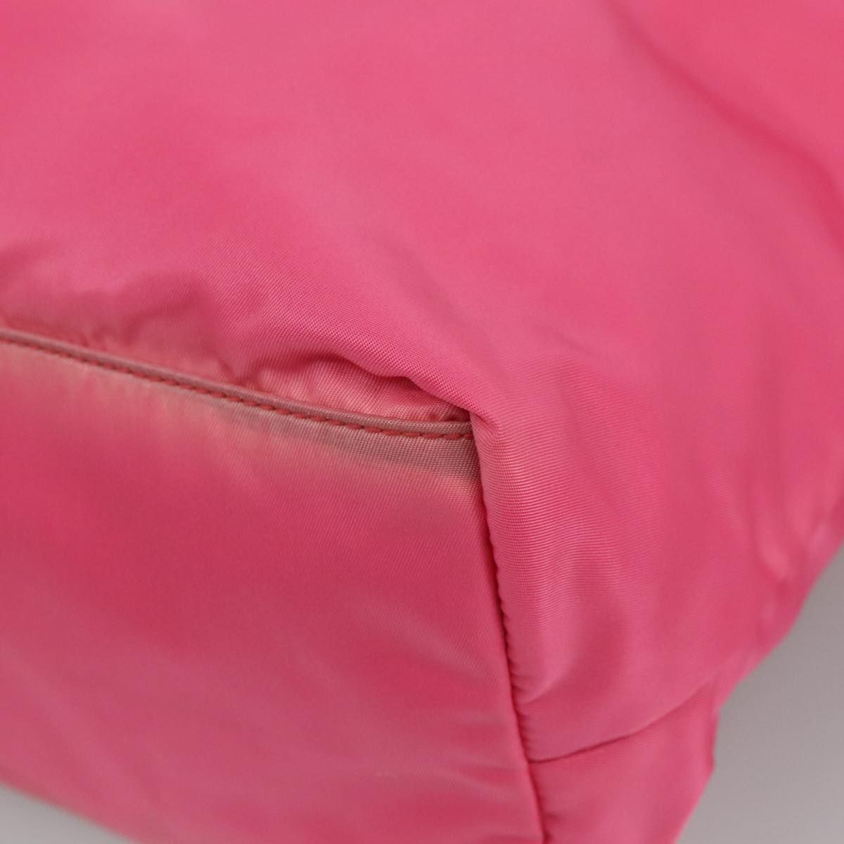 Prada Tote Bag Nylon Pink Silver Auth