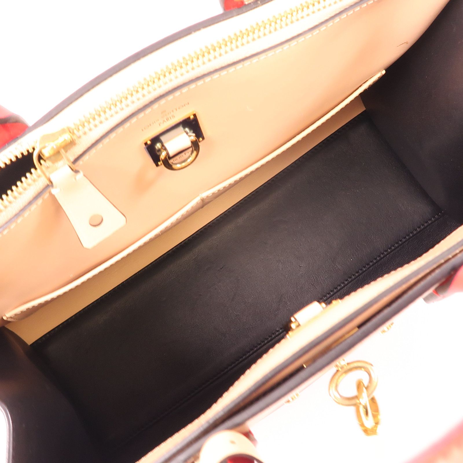 Louis Vuitton Cowhide Leather City Steamer Mm Hand-turn Shoulder Bag Black Beige Red 2way Shoulder Bag M 42190