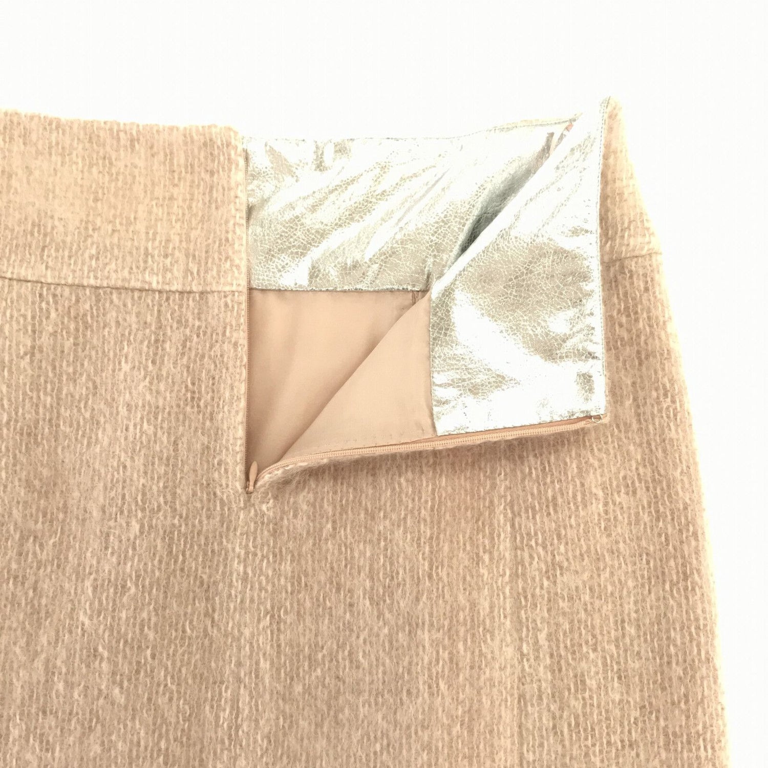 Chanel Skirt Mini P 57509v 43509 Mohair Wool Beige 46