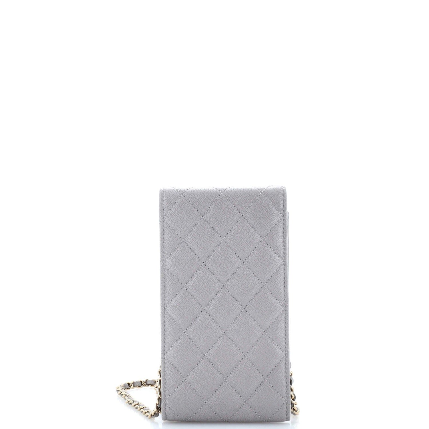 Chanel Textured Cc Flap Phone Holder Crossbody Bag With Airpods Pro Case Quilted Caviar
