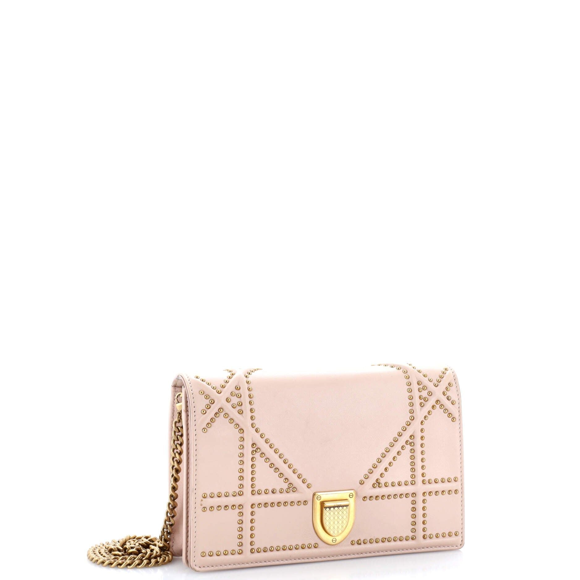 Christian Dior Diorama Wallet On Chain Studded Leather