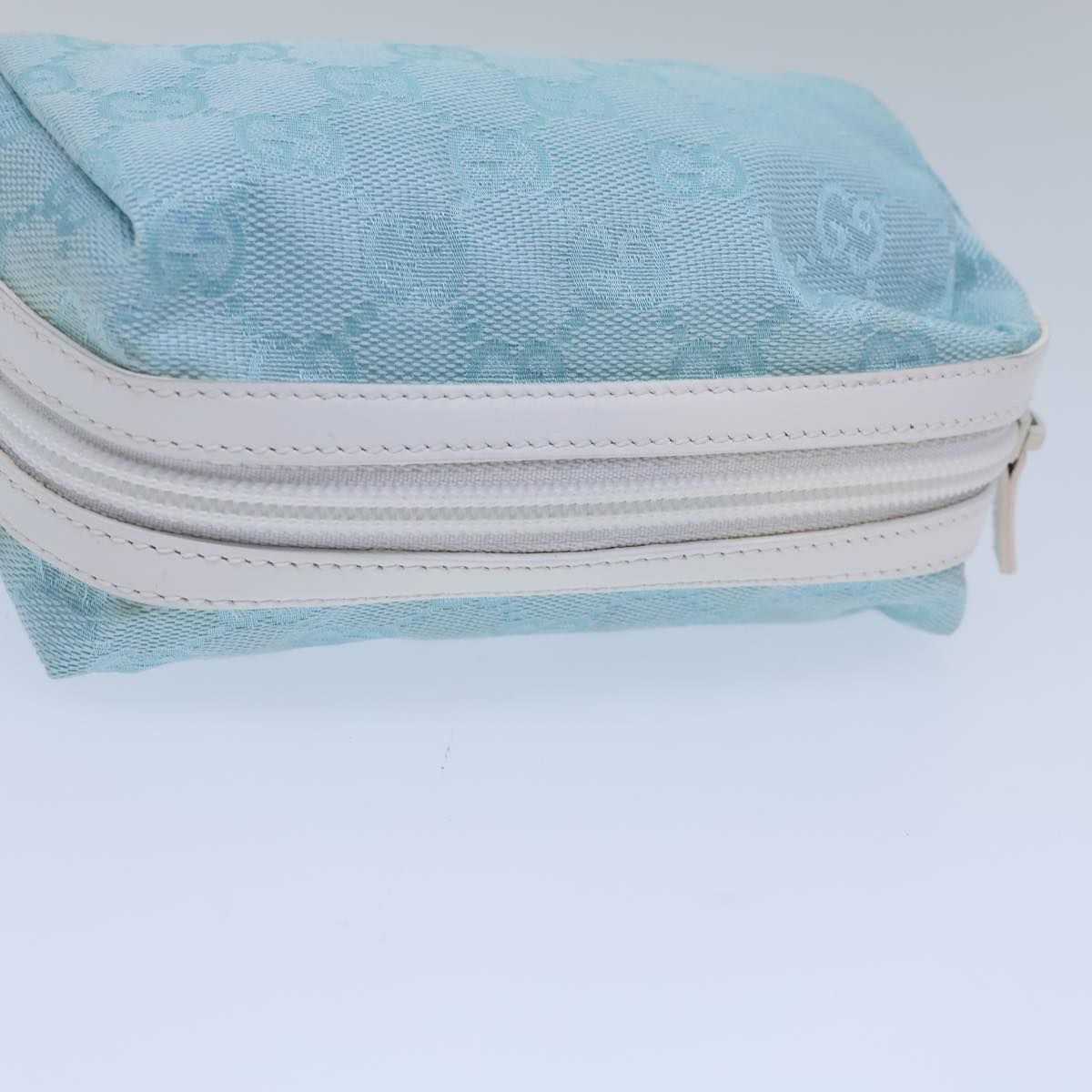 Gucci Gg Canvas Pouch Light Blue 039 1118 Auth
