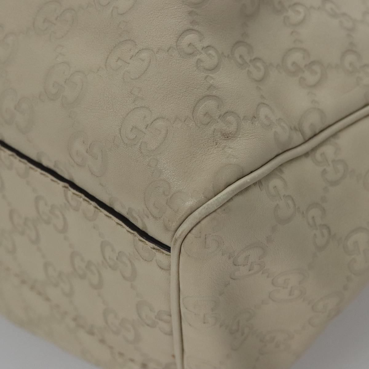 Gucci Gg Canvas Guccissima Hand Bag Leather White Gold 211944 Auth