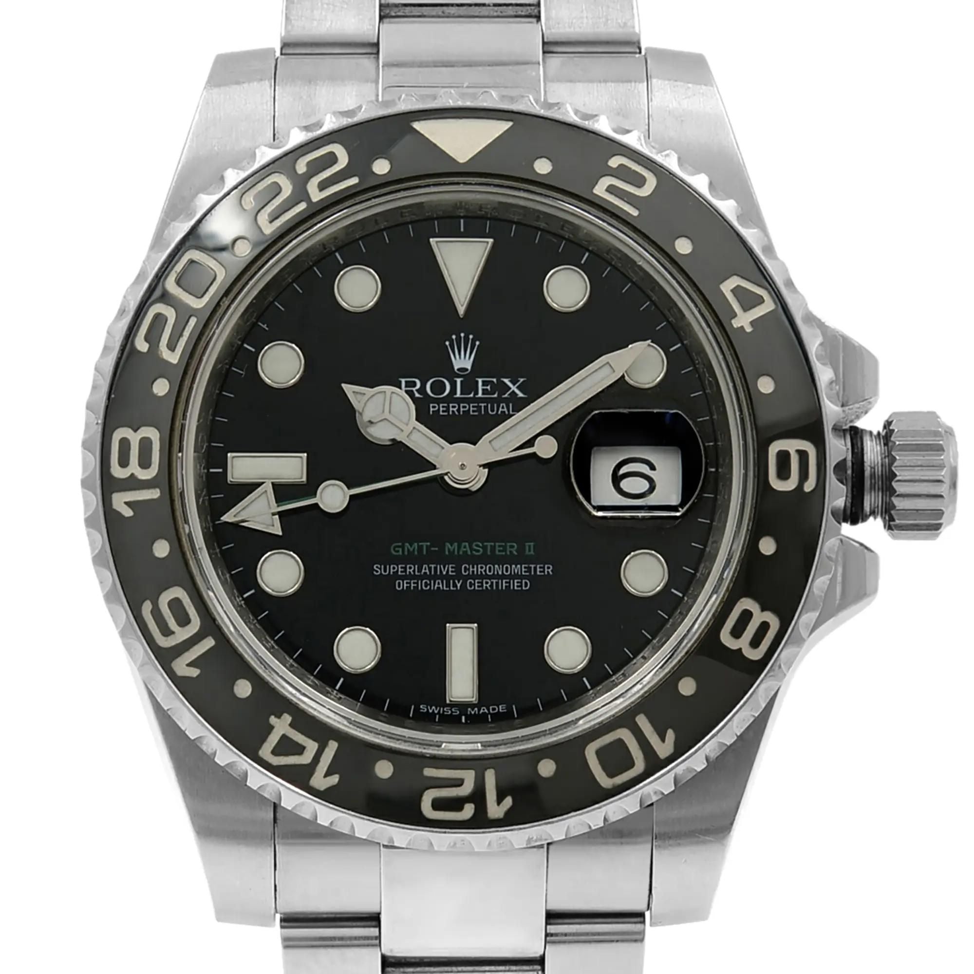 Rolex Gmt-master II Black Index Dial Oyster Steel Automatic Mens Watch 116710LN