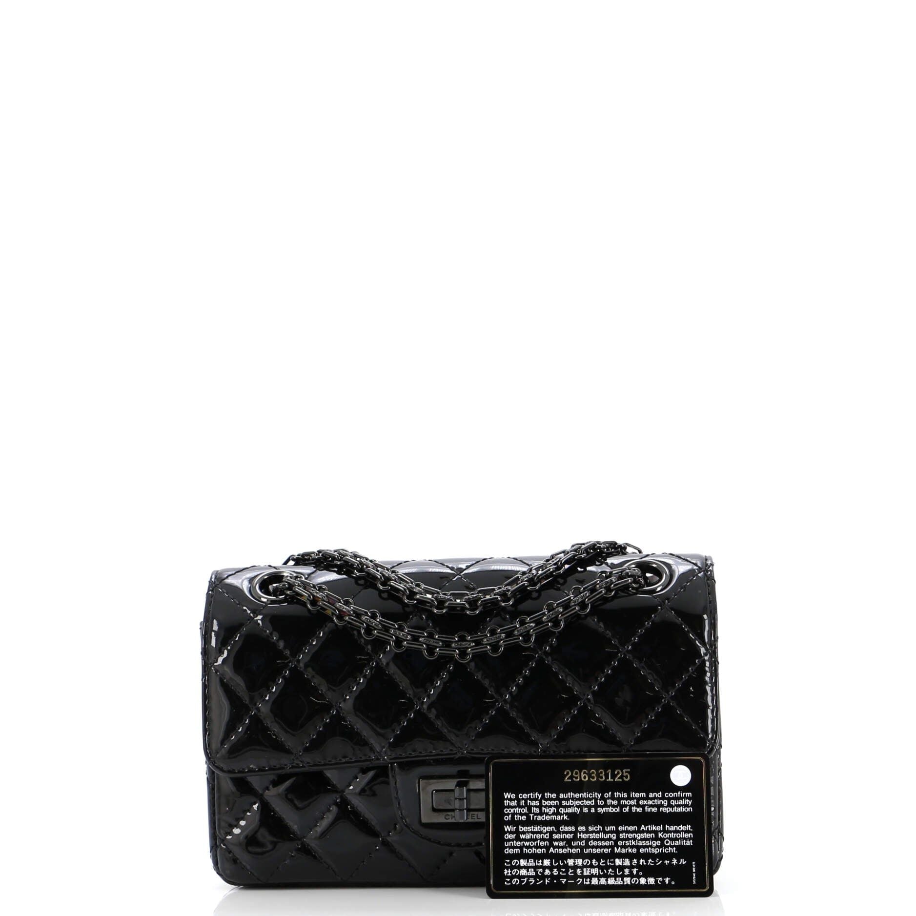 Chanel So Black Reissue 2.55 Flap Bag Quilted Patent Mini