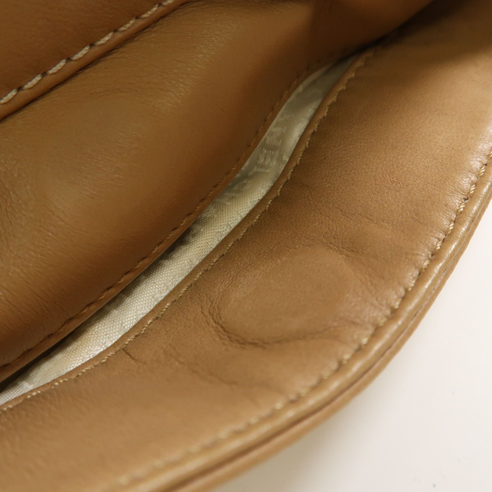 Chanel Brown Beige Lacquered Leather Bag Lambskin