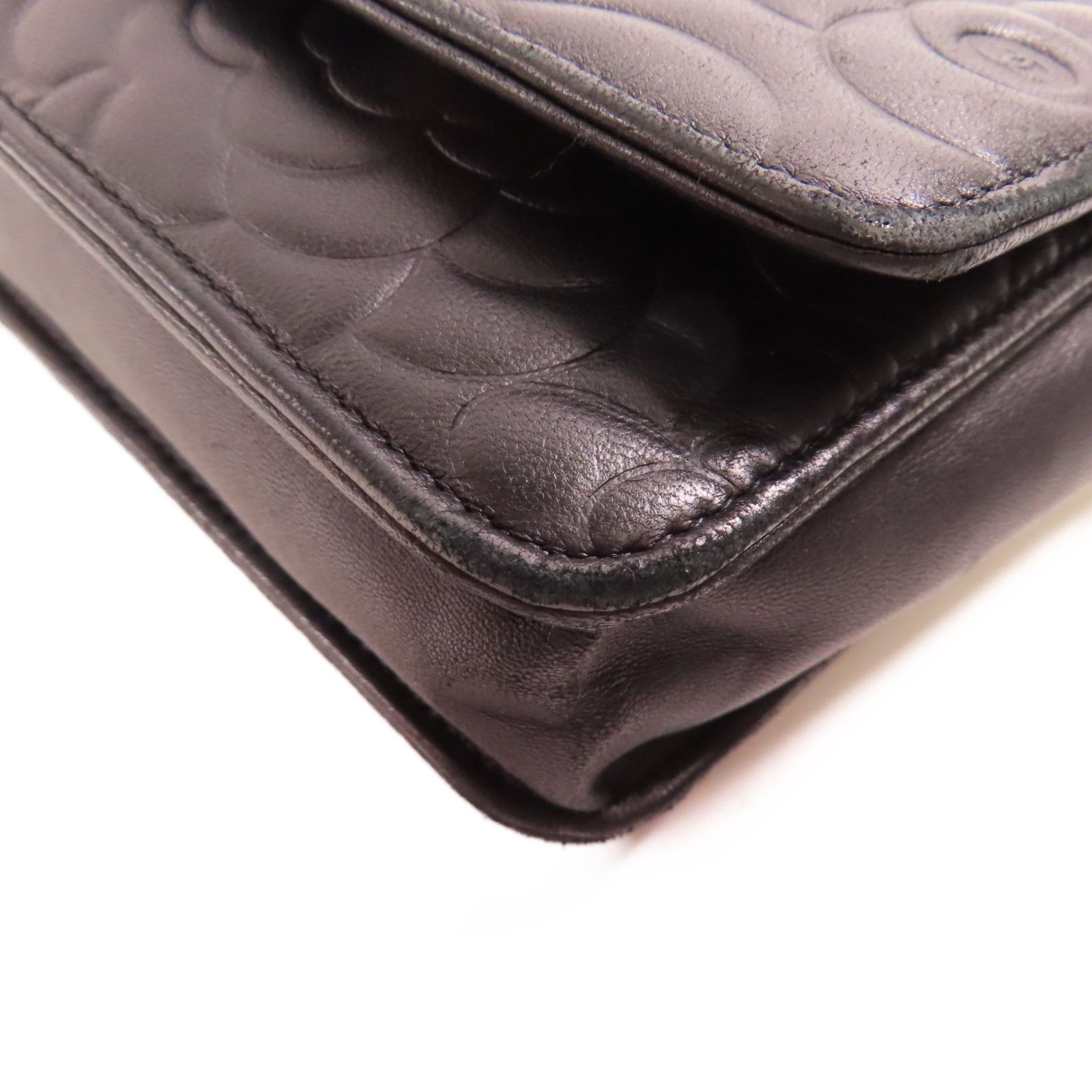 Chanel Lambskin Camellia Embossed Wallet on Chain WOC