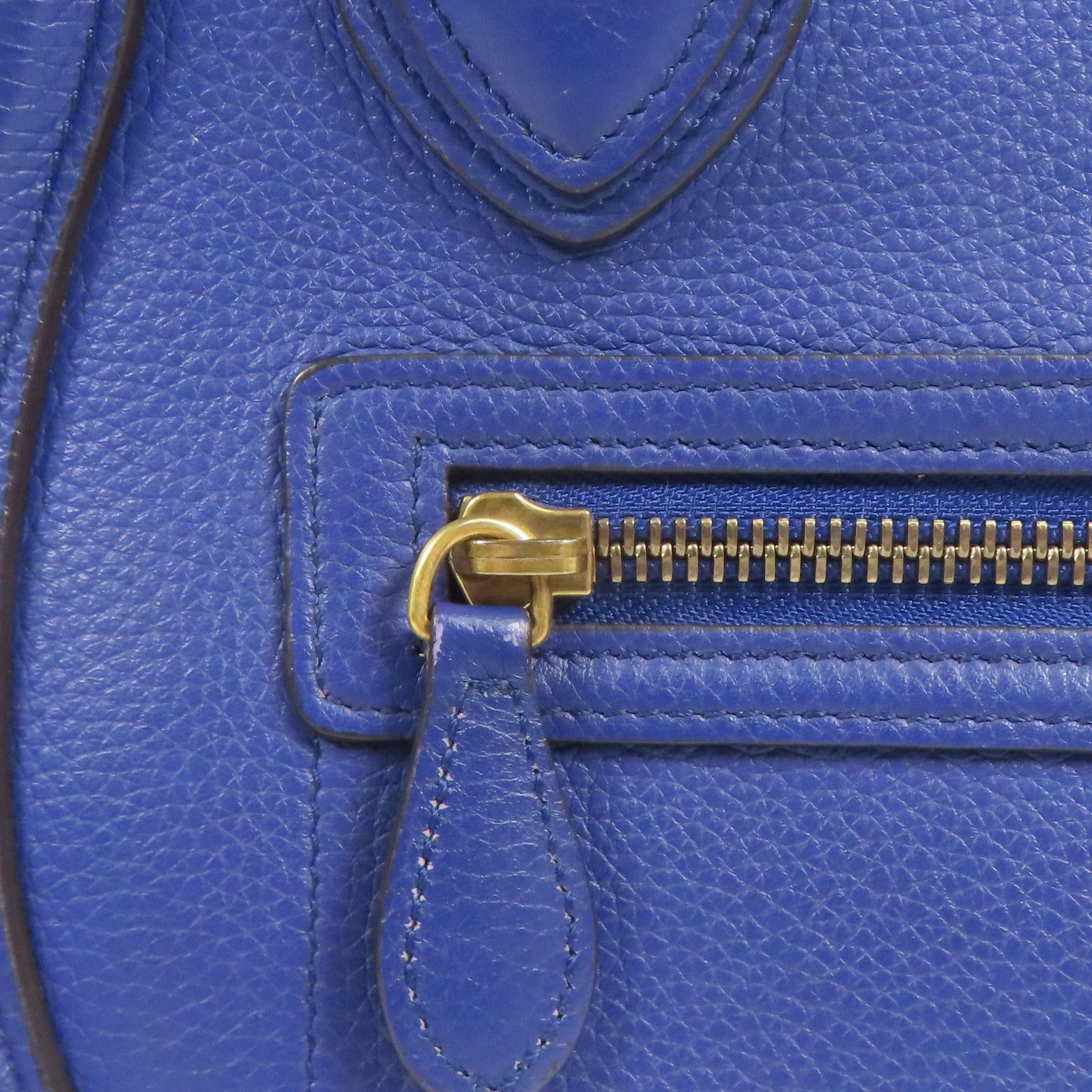 Celine Cowhide Leather Micro Luggage Golden Shoulder Back Bag Blue Calfskin (cowhide)