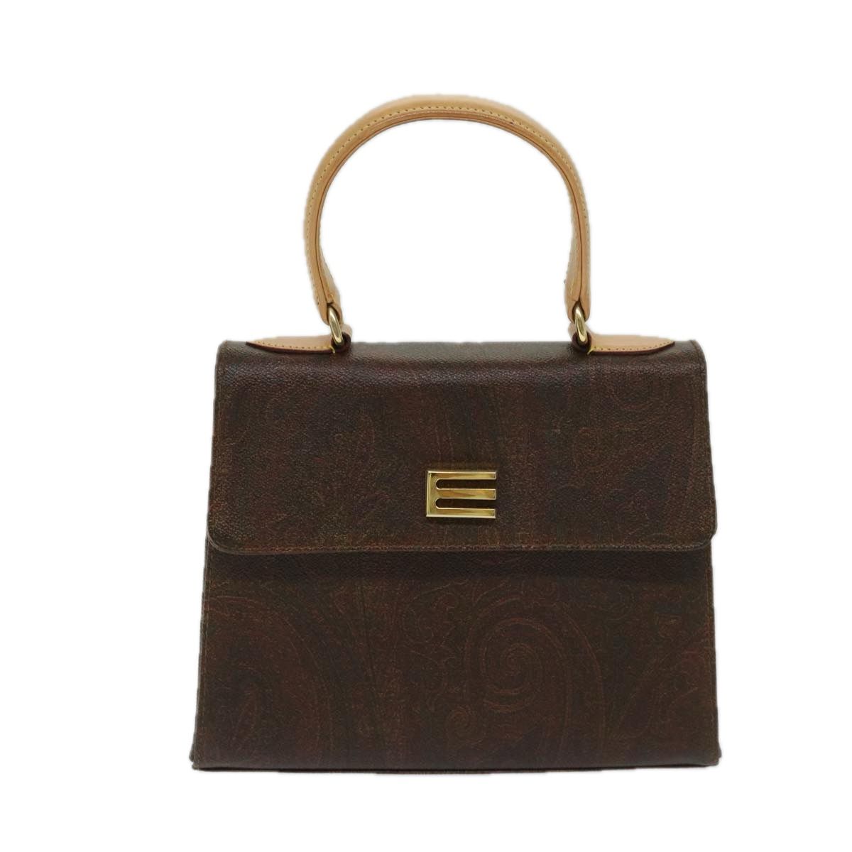 Etro Hand Bag Pvc Leather 2way Brown Auth