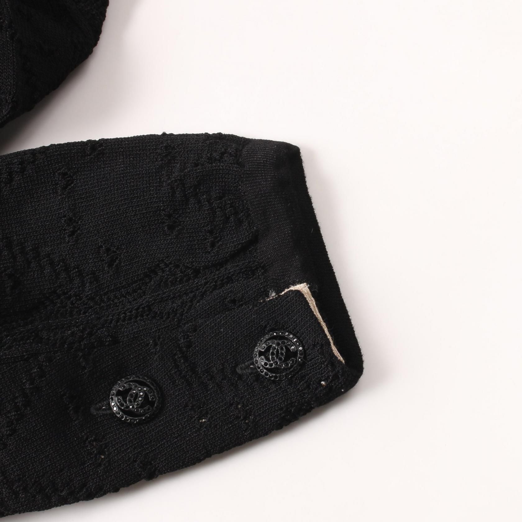 Chanel Black Coco Mark Button Cardigan Rayon P 32710w 04107