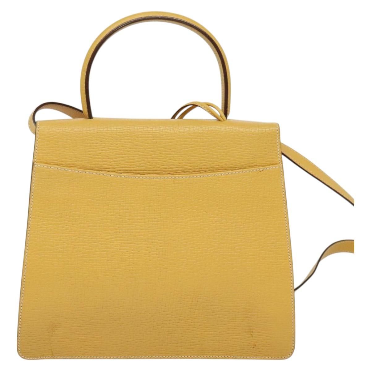 Loewe Barcelona Hand Bag Leather 2way Yellow Auth